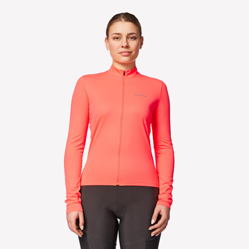 Radtrikot Rennrad langarm Discover Damen rot 