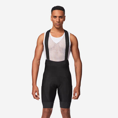 Culotte Ciclismo Carretera RCR 2 Hombre Negro Corto Tirantes Clima Frío