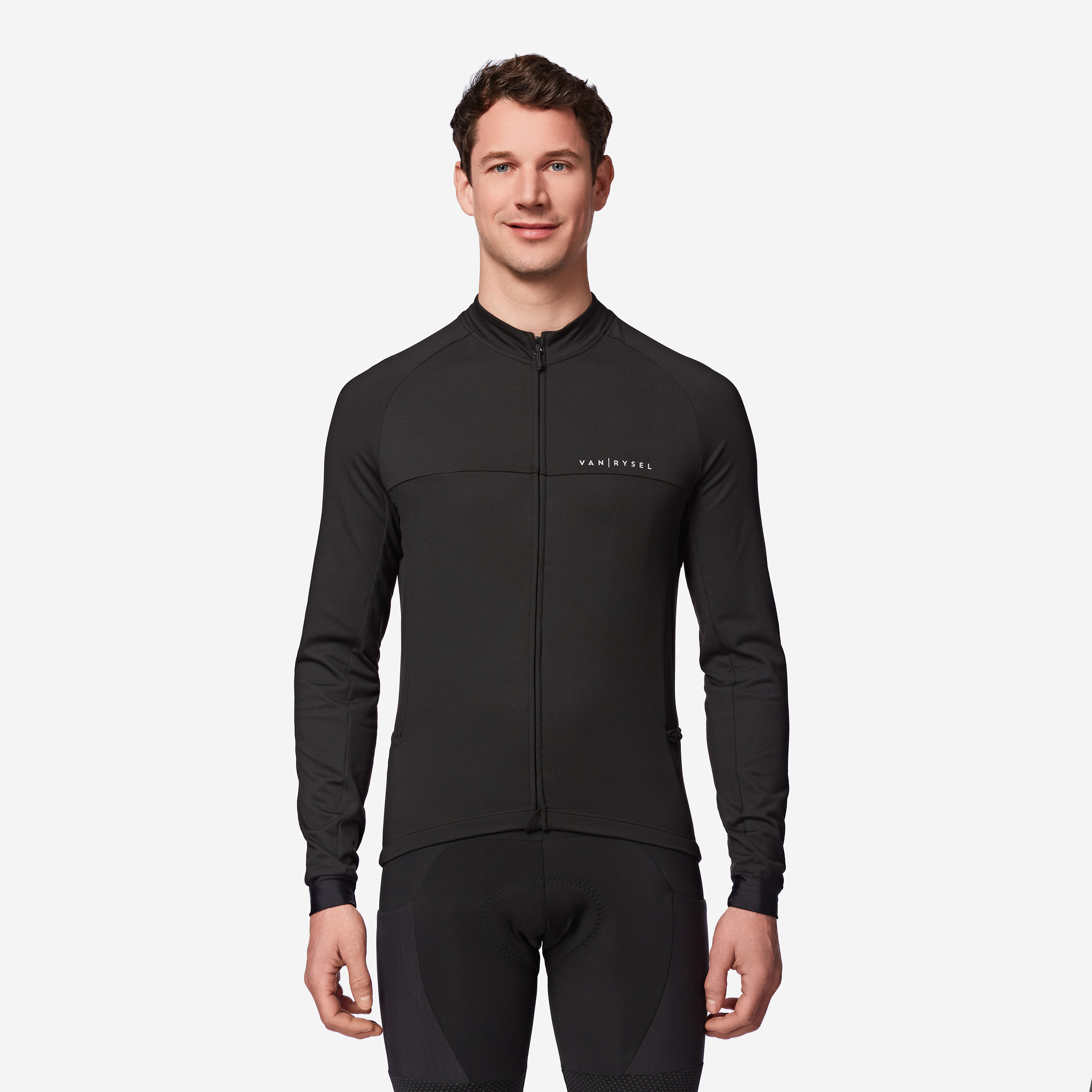 Men's Mid-Season Long-Sleeved Road Cycling Jersey RC100 - Black