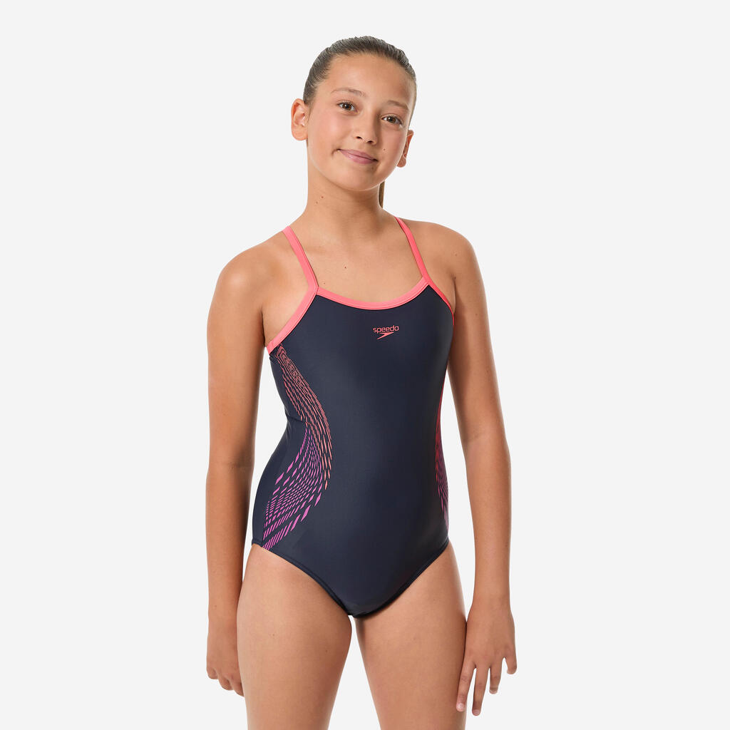 Koralno modre dekliške enodelne kopalke SPEEDO