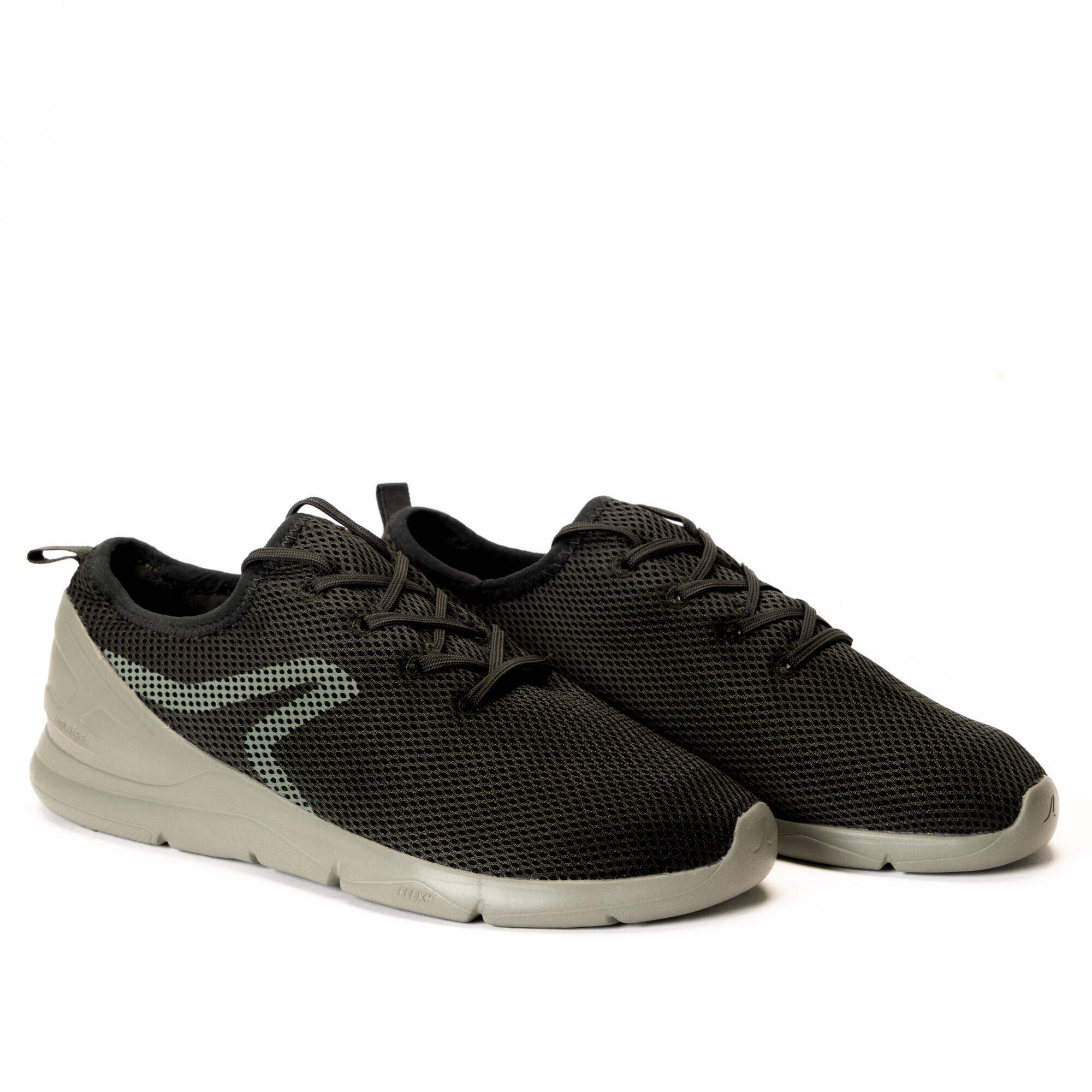 Men Walking Shoes with Breathable Mesh, Cushioning, PW 100 - Black and Khaki -  2