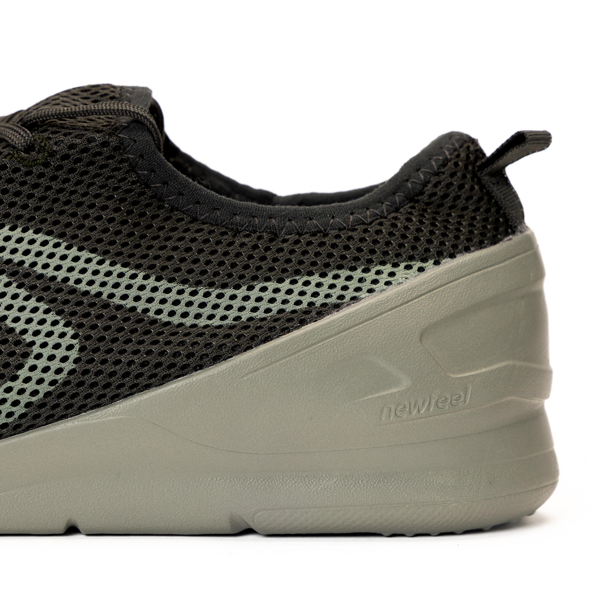 Men Walking Shoes with Breathable Mesh, Cushioning, PW 100 - Black and Khaki