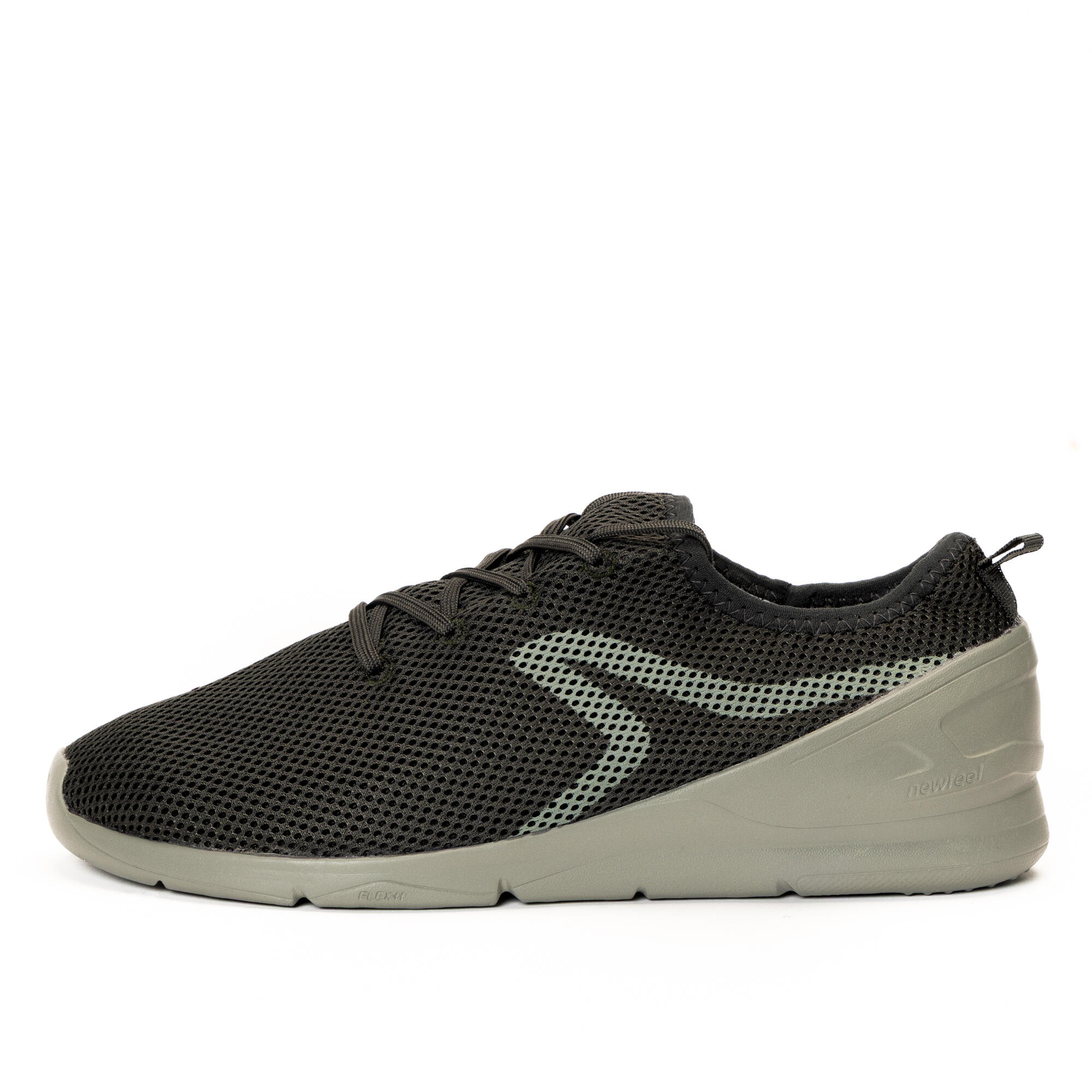 Men Walking Shoes with Breathable Mesh, Cushioning, PW 100 - Black and Khaki