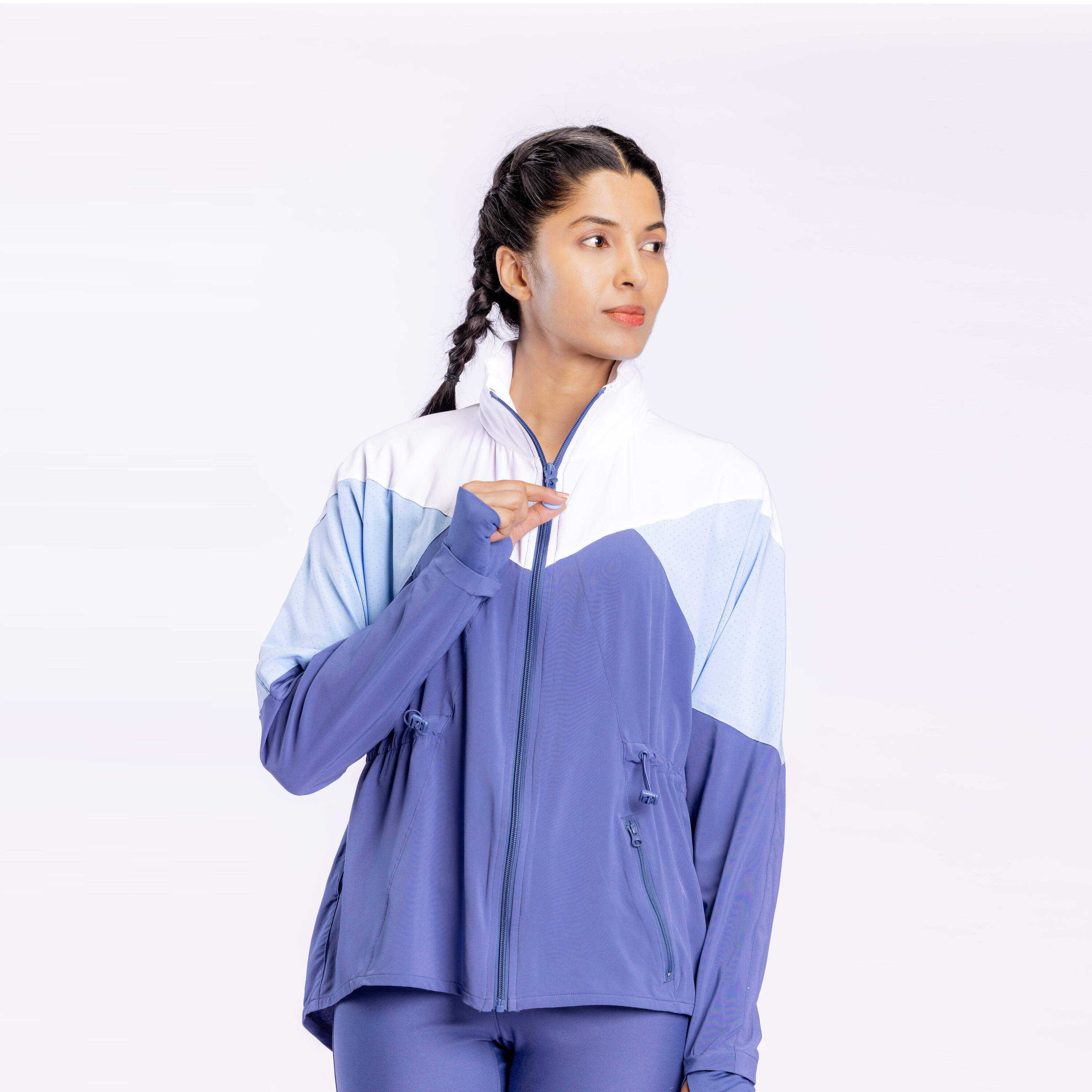 Women Sports Jacket, Hooded, Quick Dry and Lightweight FJA 500 - Comet Blue -  1