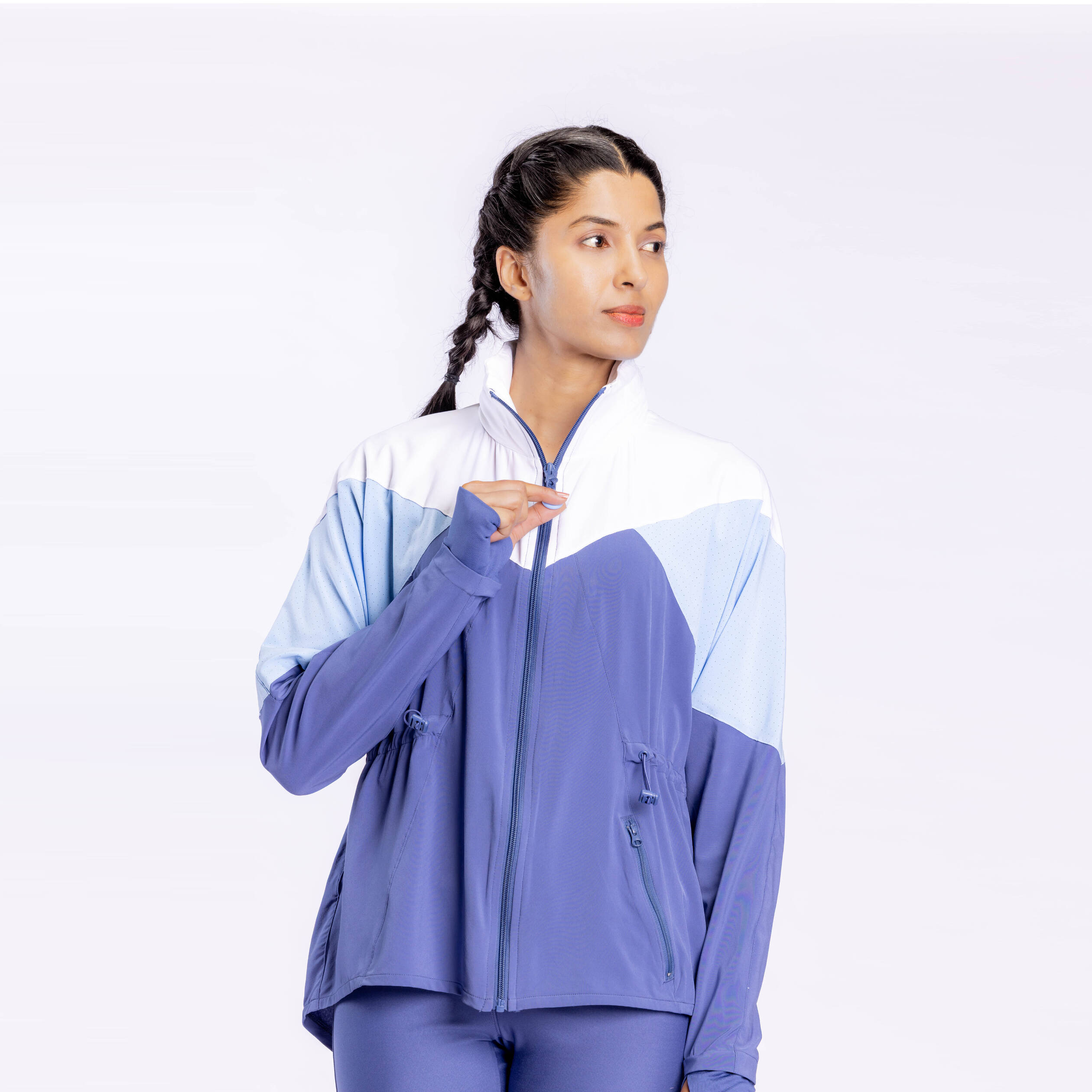 Women Sports Jacket, Hooded, Quick Dry and Lightweight FJA 500 - Comet Blue