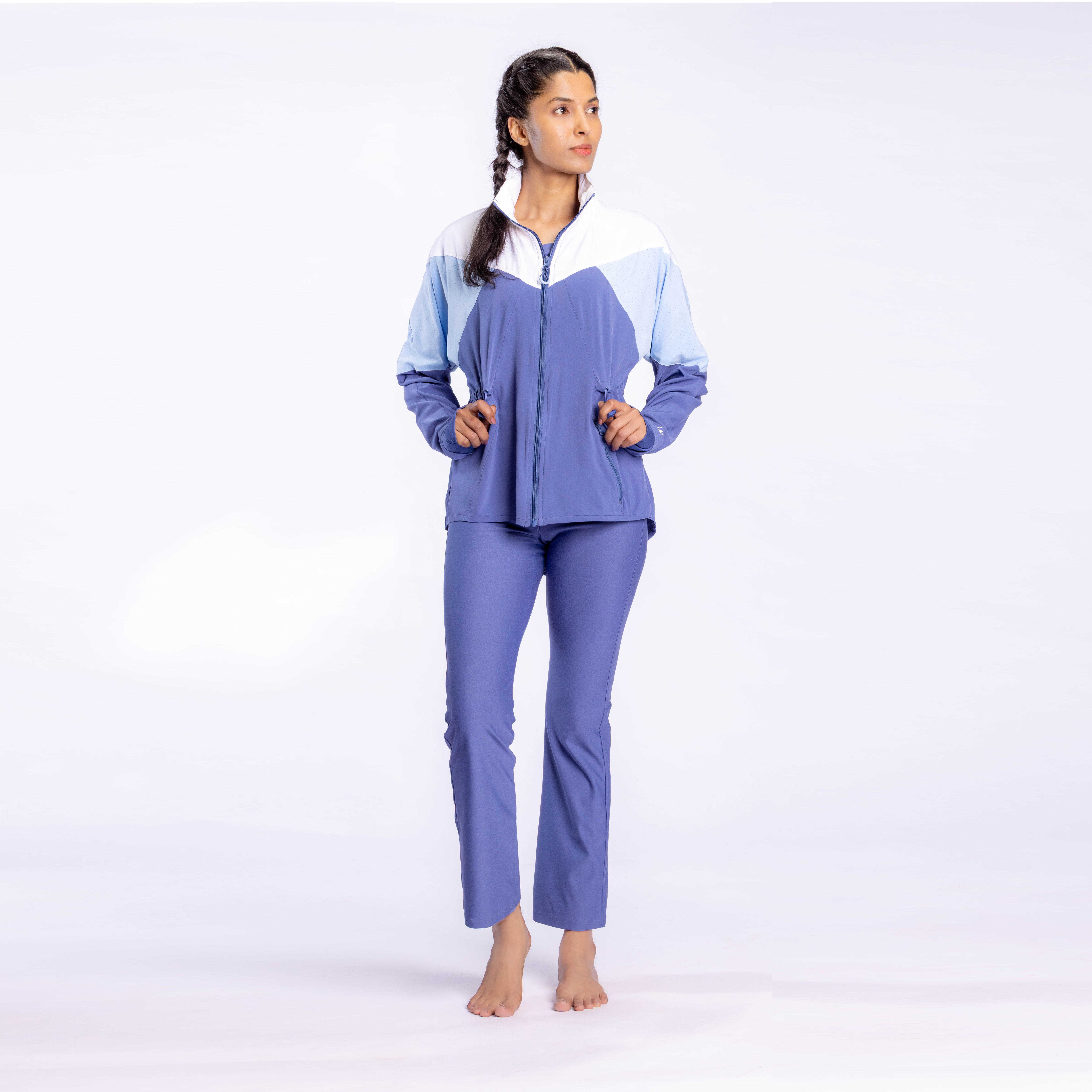 Women Sports Jacket, Hooded, Quick Dry and Lightweight FJA 500 - Comet Blue