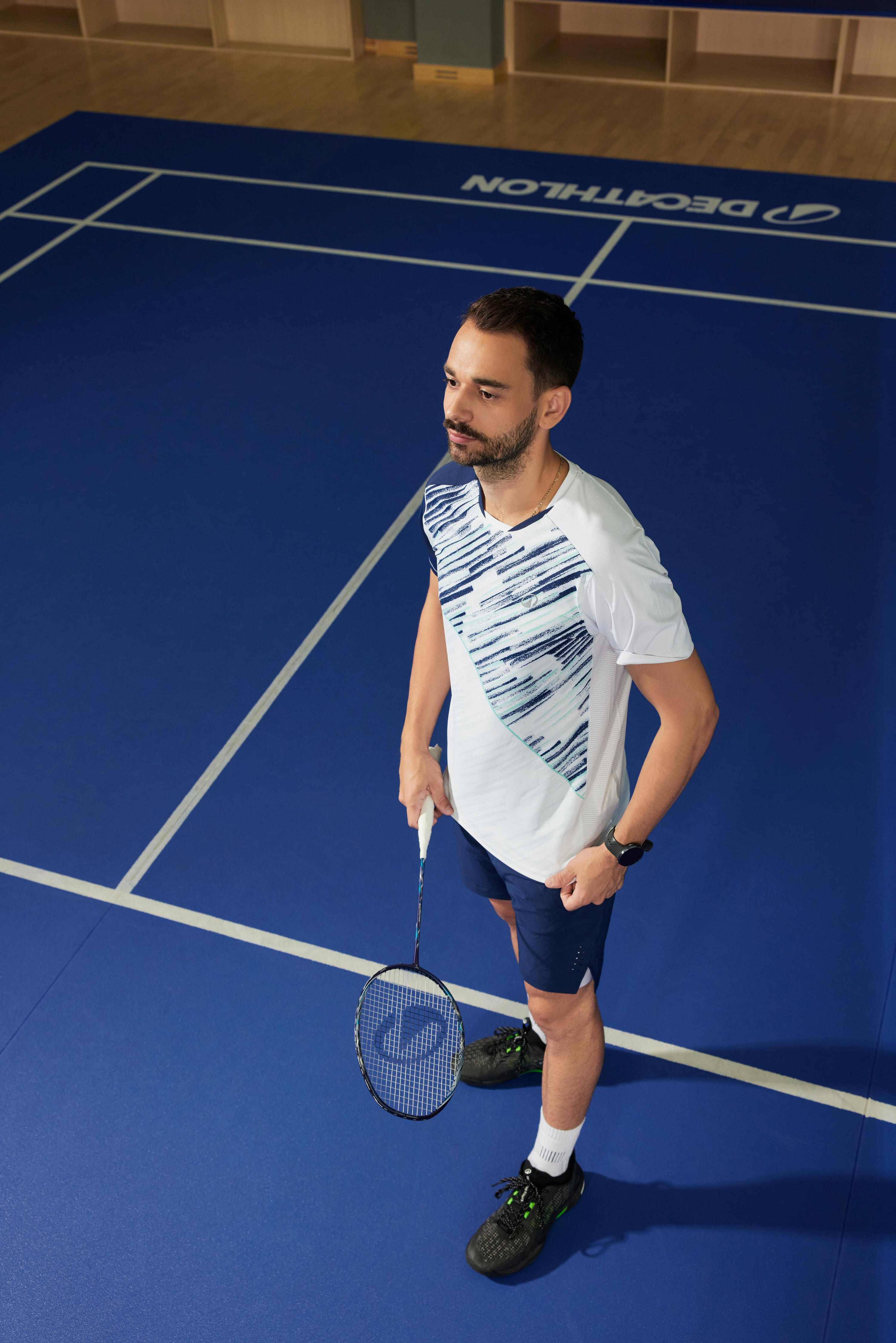T-shirt badminton uomo PERFORM 990 blu 10/15