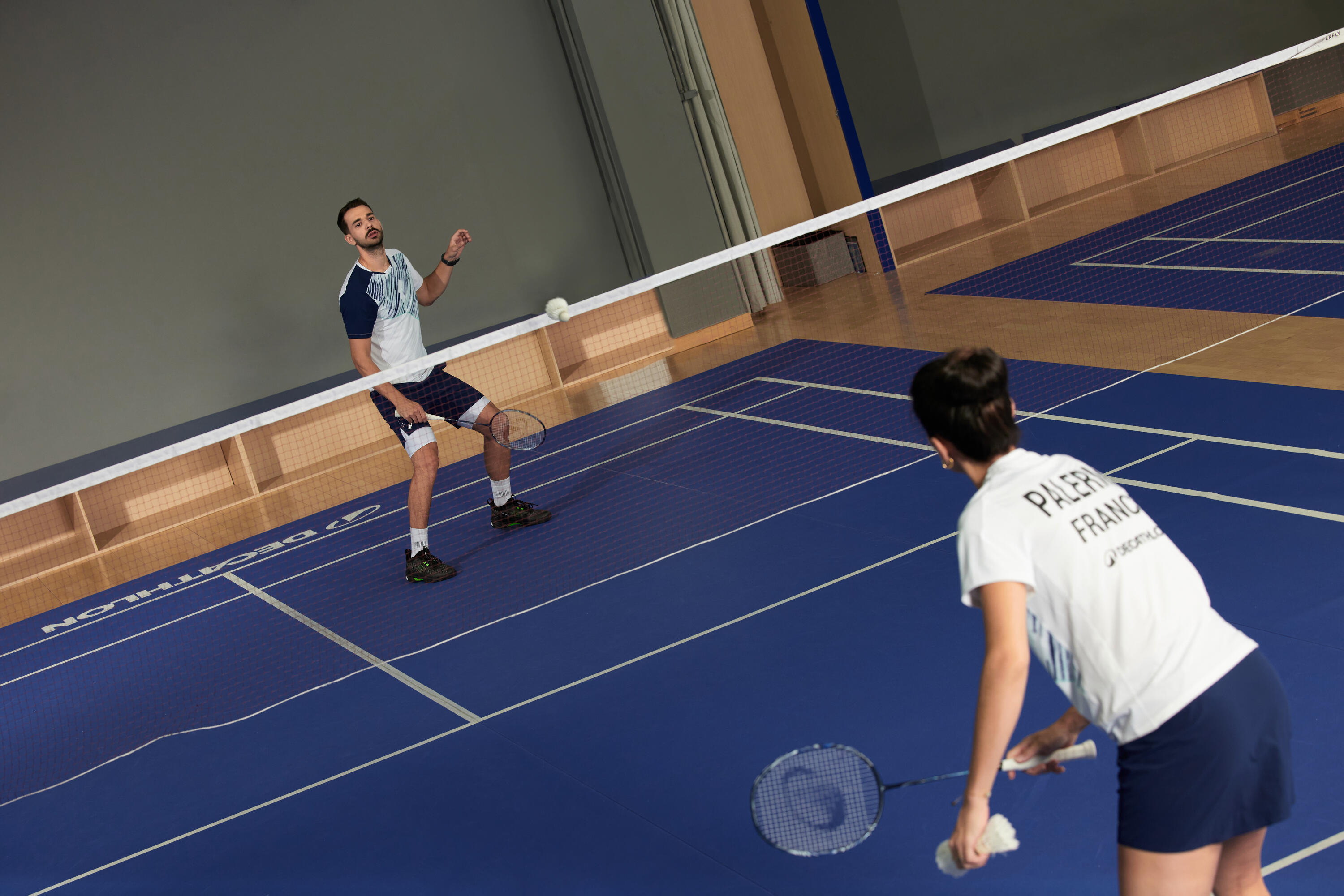 T-shirt badminton uomo PERFORM 990 blu 12/15