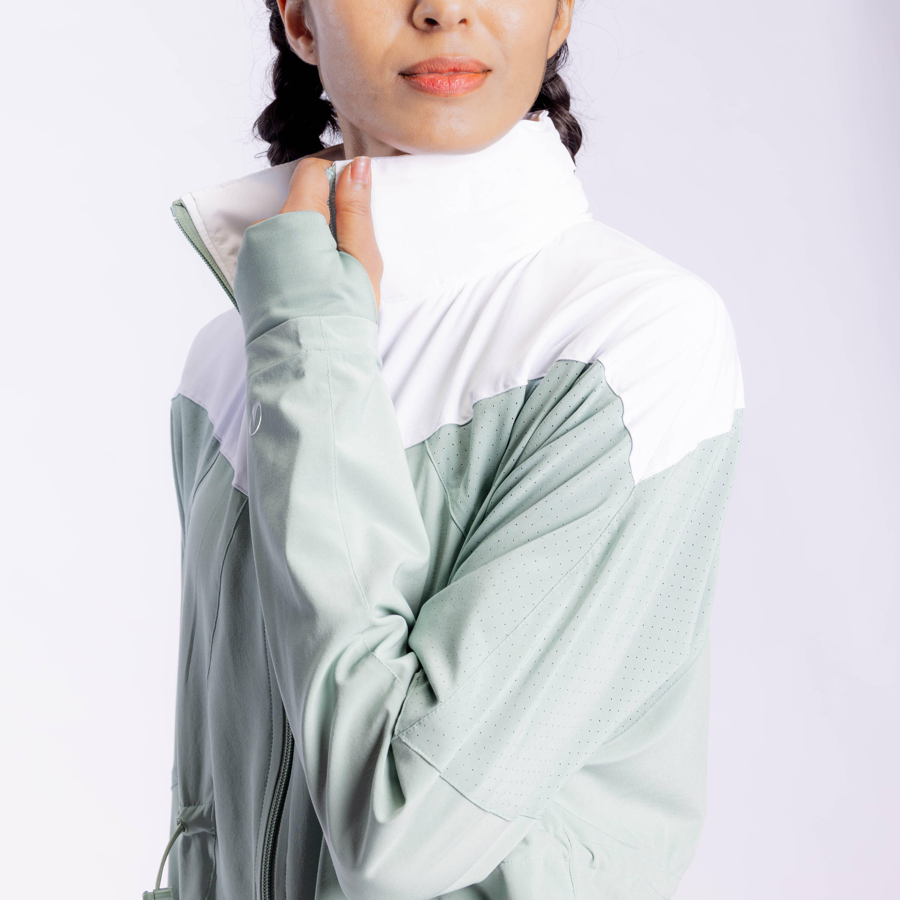 Women Sports Jacket, Hooded, Quick Dry and Lightweight FJA 500 - Frozen Green -  2