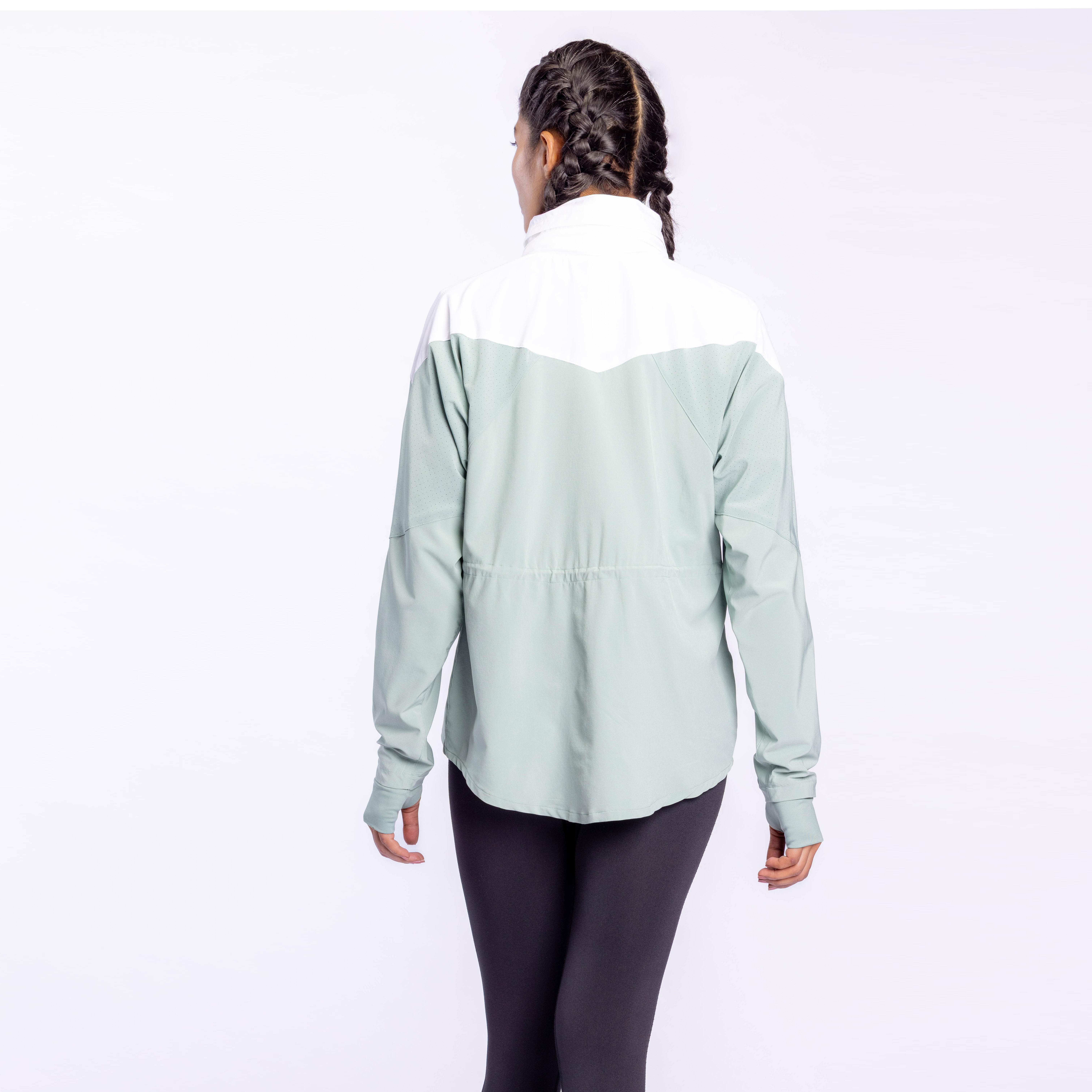 Women Sports Jacket, Hooded, Quick Dry and Lightweight FJA 500 - Frozen Green