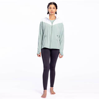Women Sports Jacket, Hooded, Quick Dry and Lightweight FJA 500 - Frozen Green