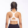 Women's High Support Zipped Sports Bra with Cups - Beige