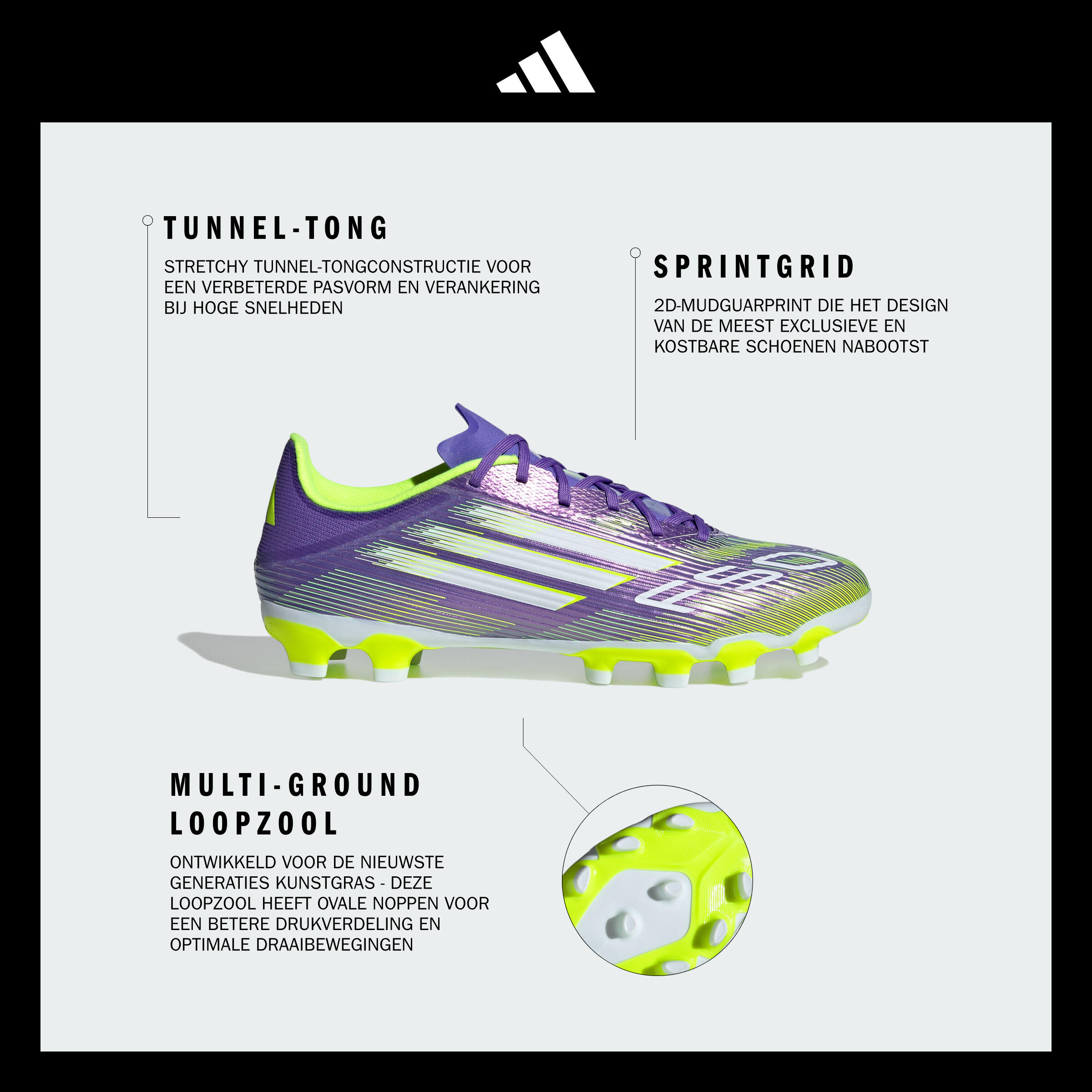 adidas F50 League MG voetbalschoenen paars/geel 3/11