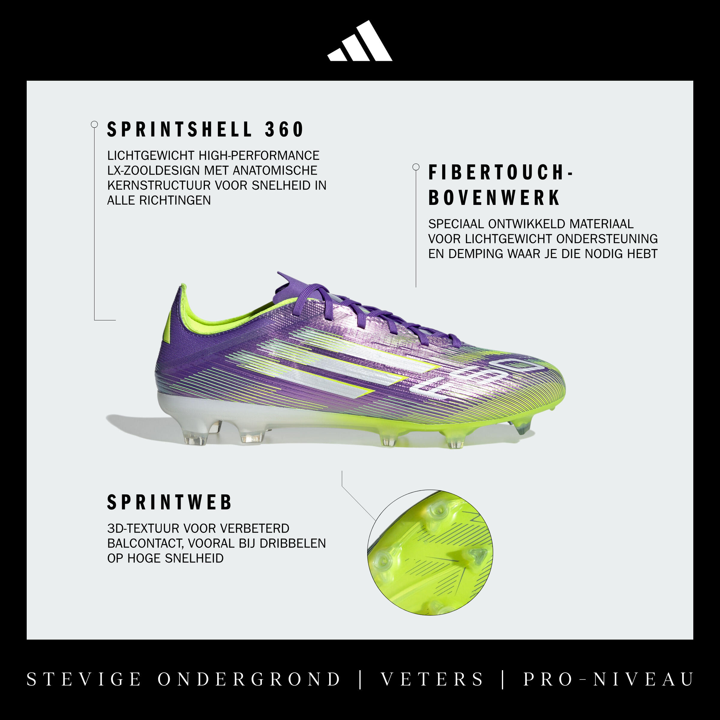 adidas F50 Pro FG voetbalschoenen paars/geel 3/12