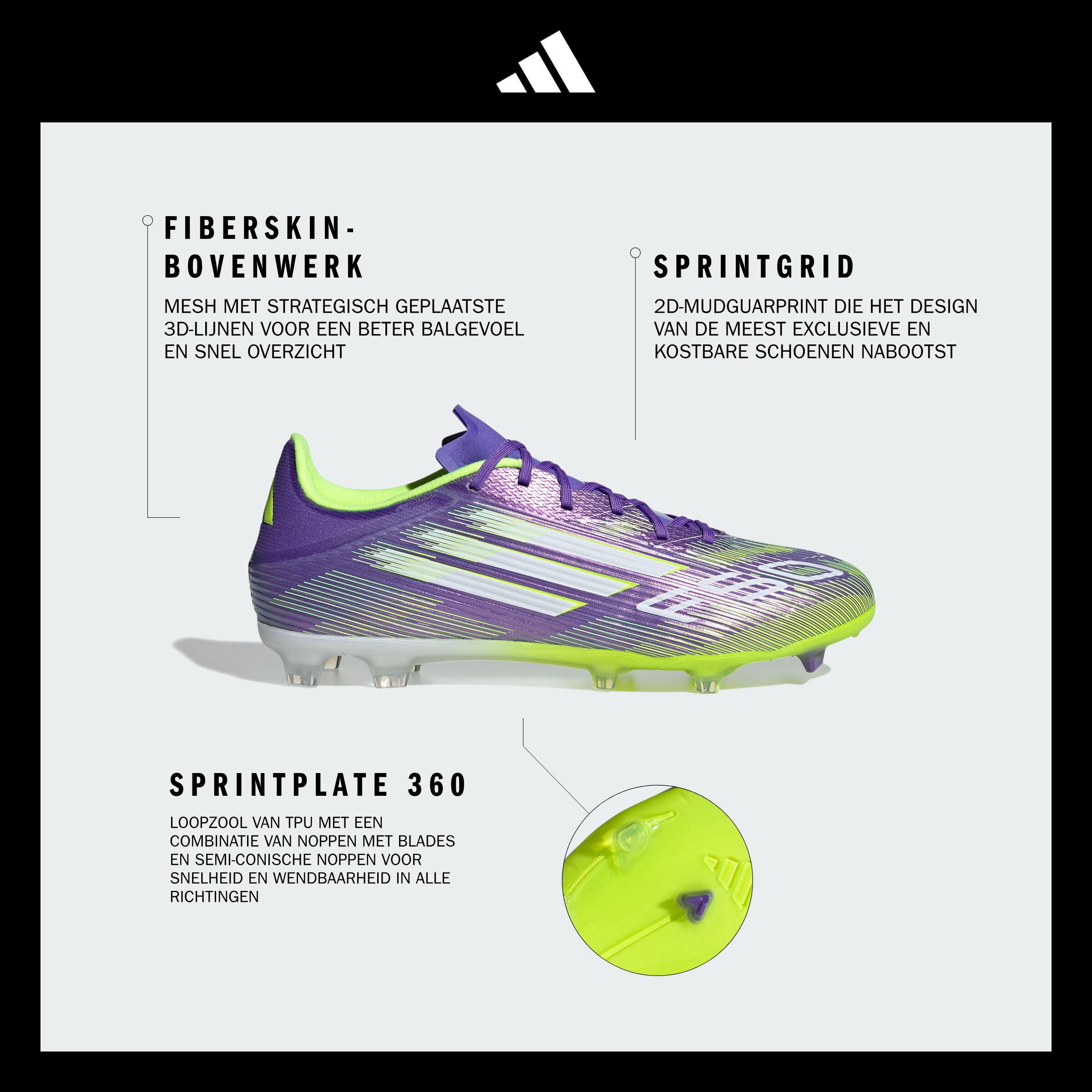 Tweedehands - adidas F50 League FG voetbalschoenen paars/geel 3/12