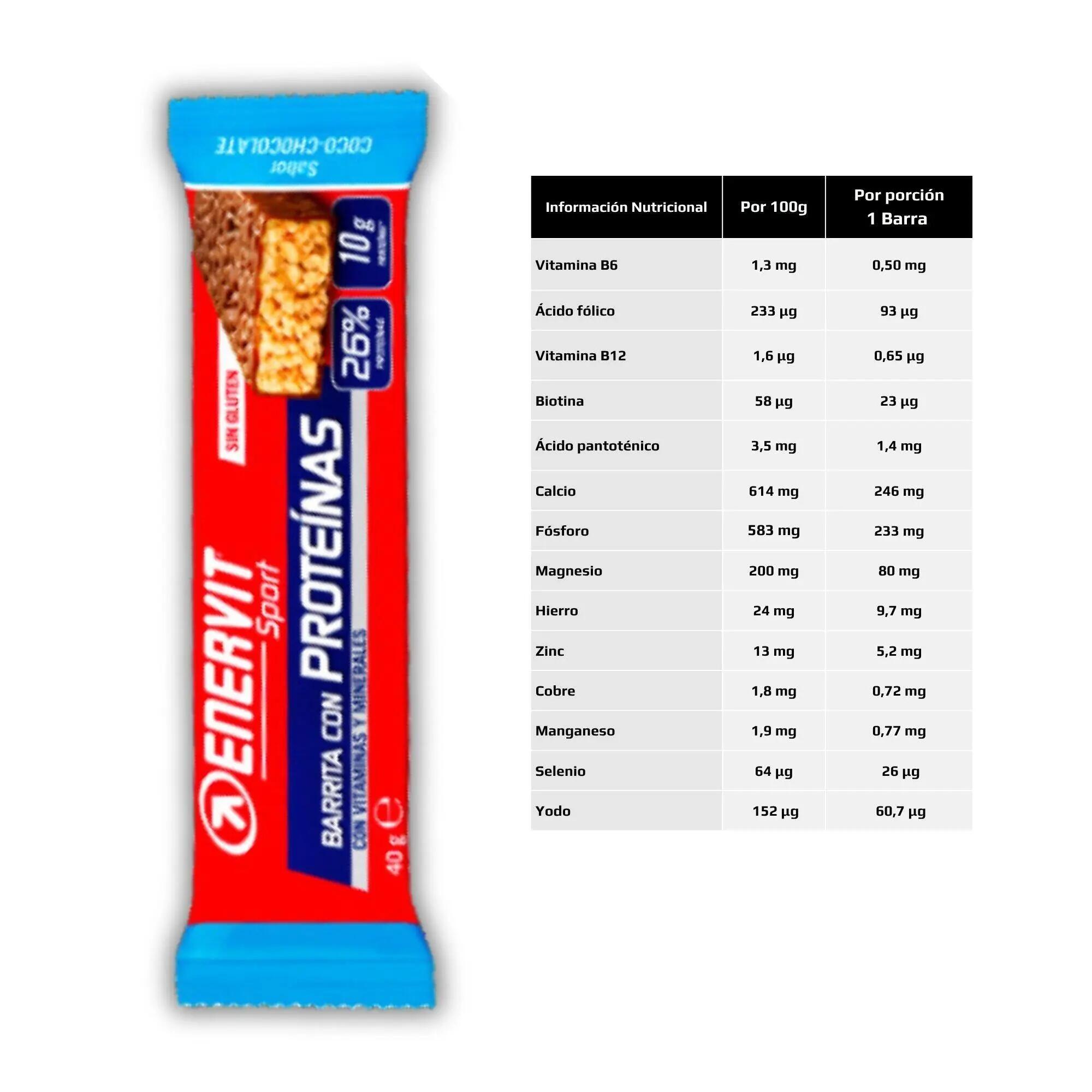 Barrita Enervit Proteína y Vitaminas - 10 g de proteína  2/2