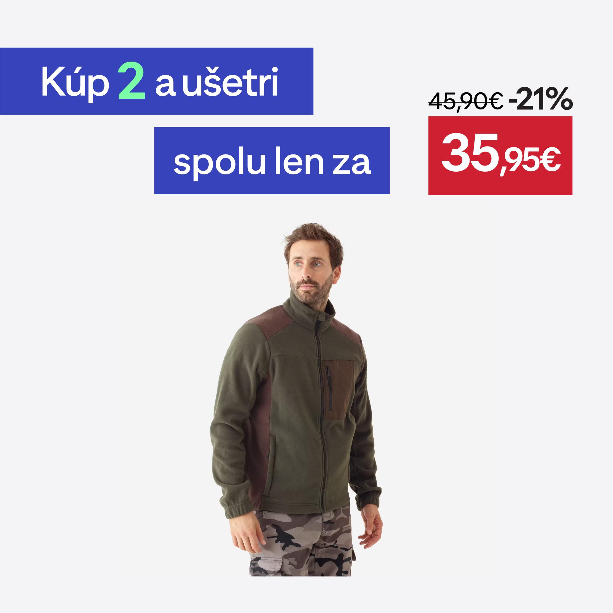 SOLOGNAC Poľovnícka fleecová mikina 500 recyklovaný dvojfarebný materiál hnedo-zelená 2XL