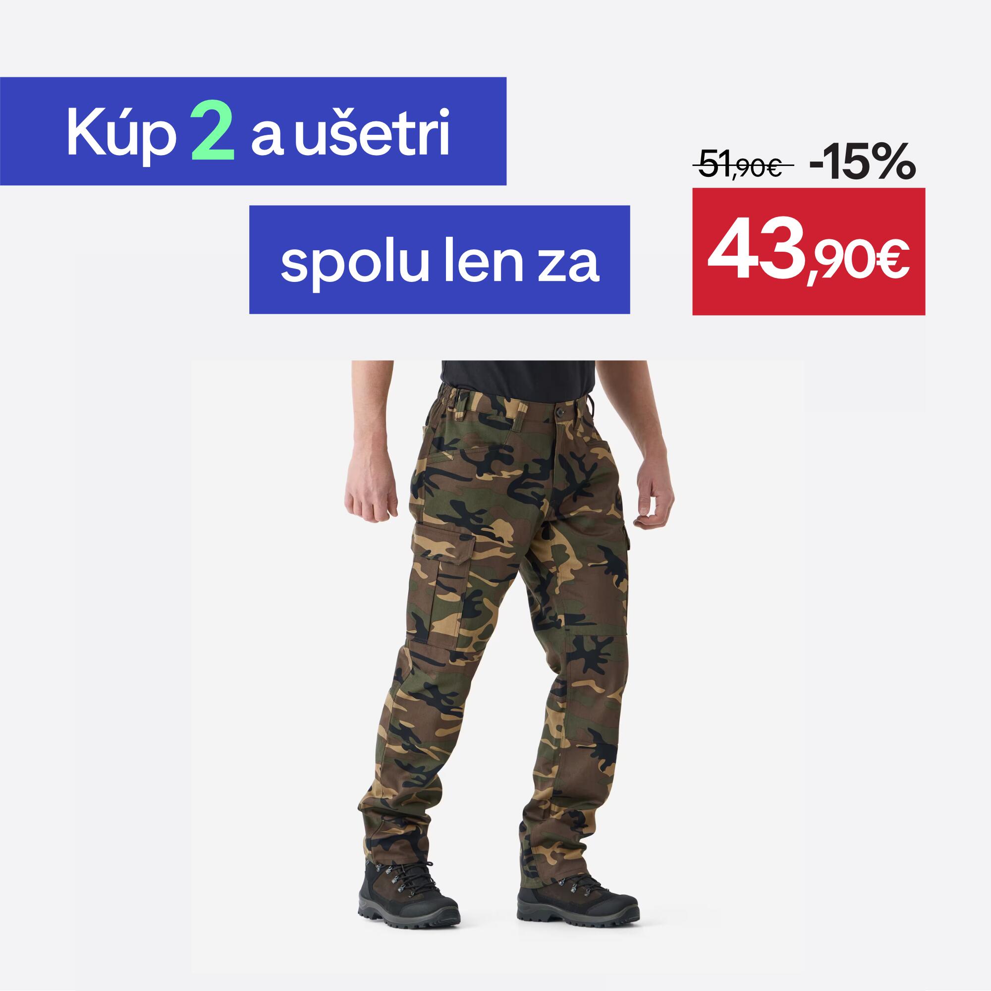SOLOGNAC Kapsáčové nohavice Steppe 500 maskáčové zelené M