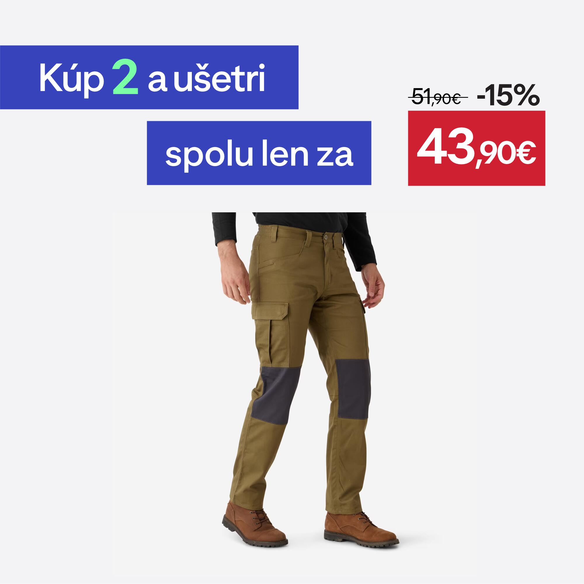 SOLOGNAC Odolné kapsáčové nohavice Steppe 500 dvojfarebné S