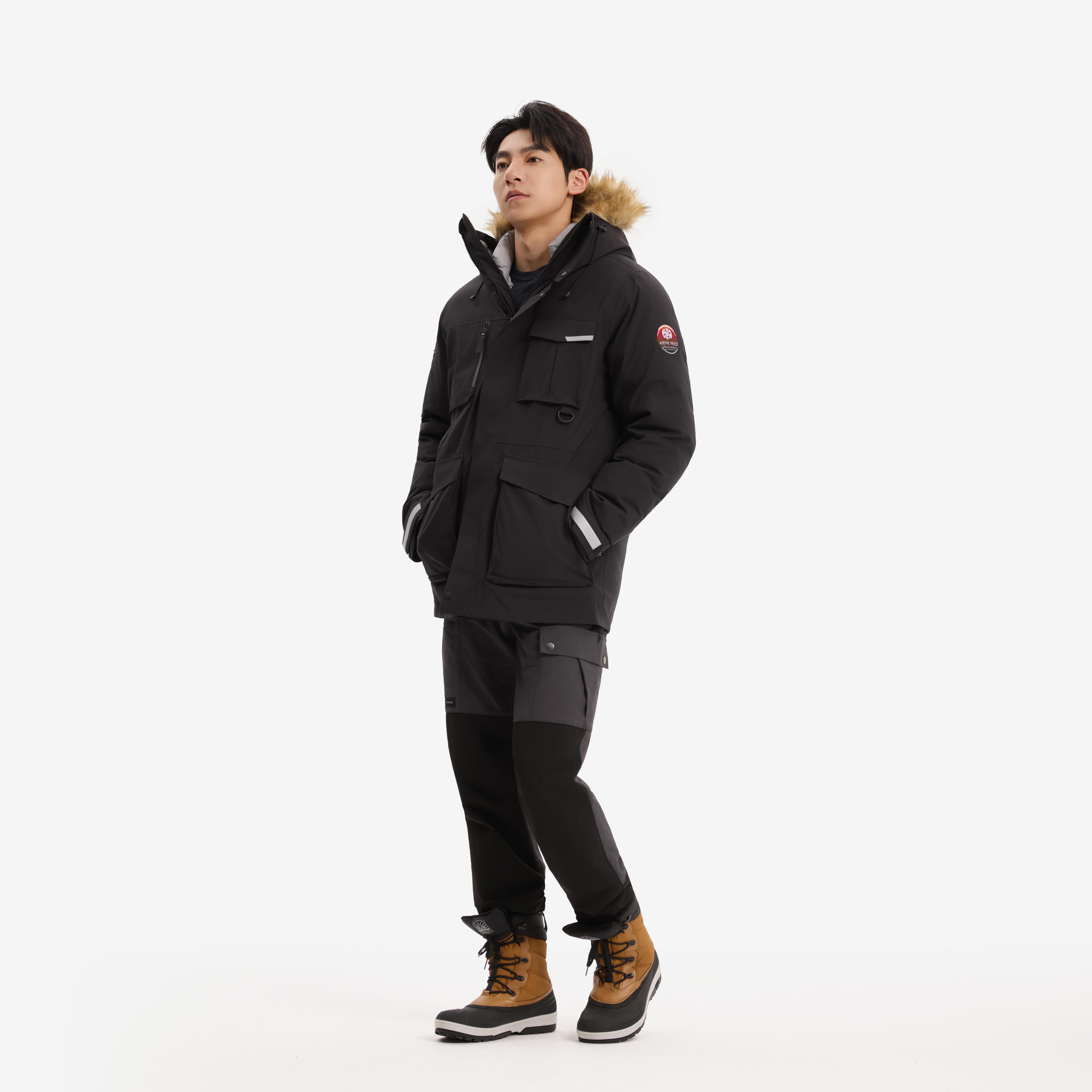 15°C Men's Goose Down Snow Hiking Parka Jacket - NH900 LIGHT - Black