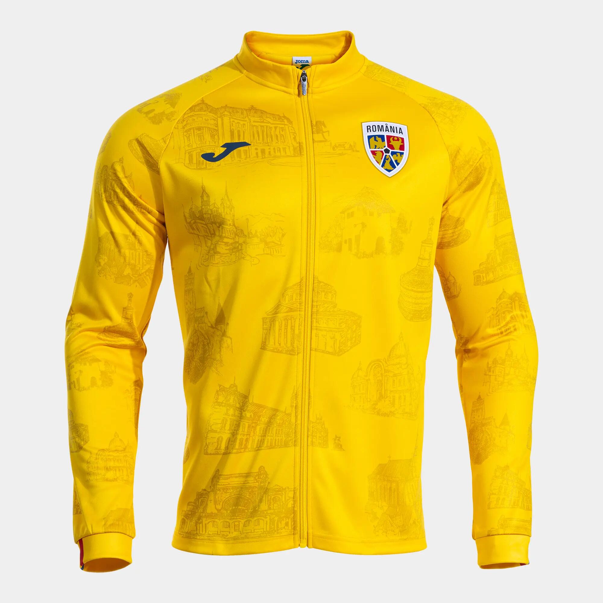 Jachetă Oficială încălzire Echipa Națională de Fotbal a României galben Adulți 2/4