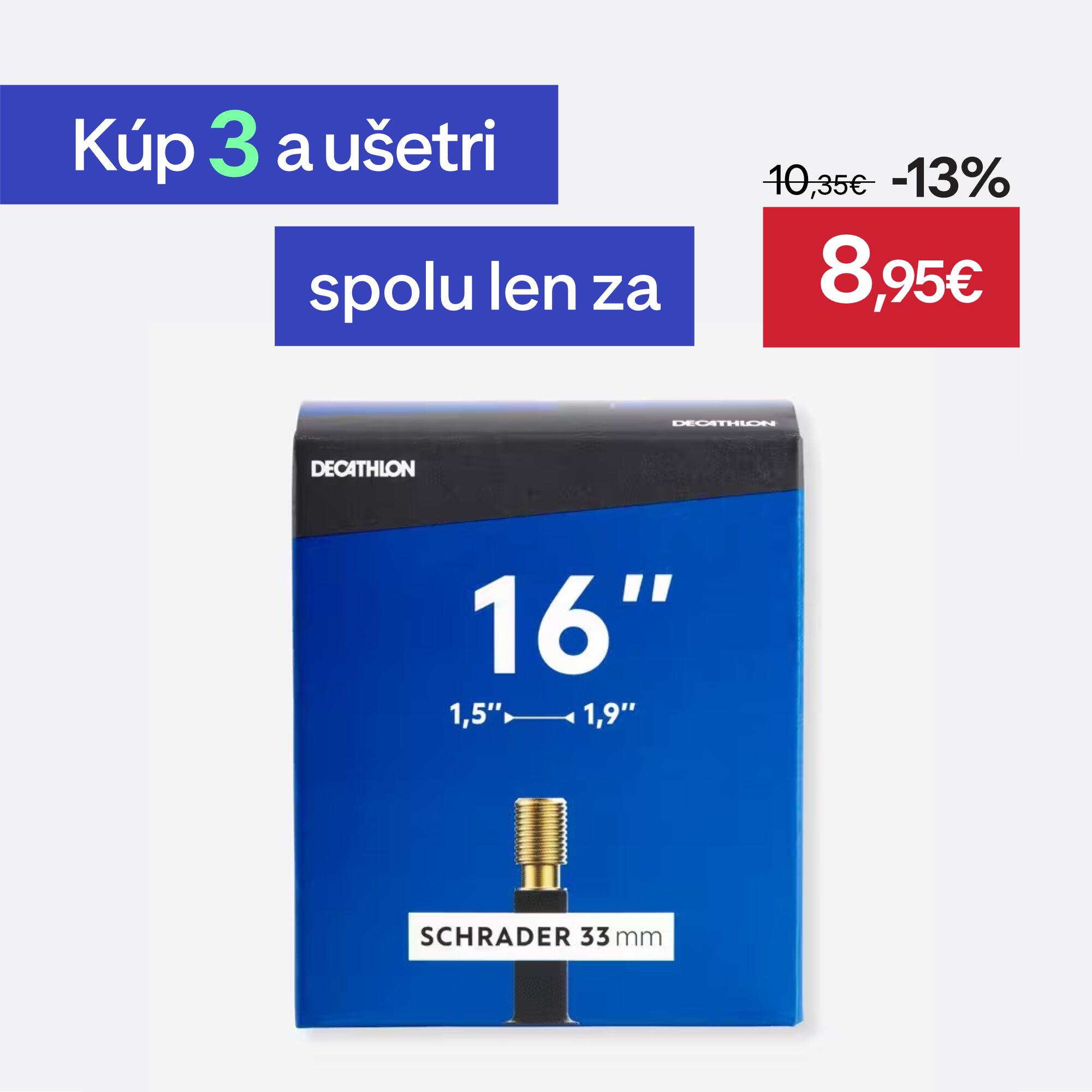 DECATHLON 16'' duša s profilom 1,50 až 1,90 s ventilom Schrader