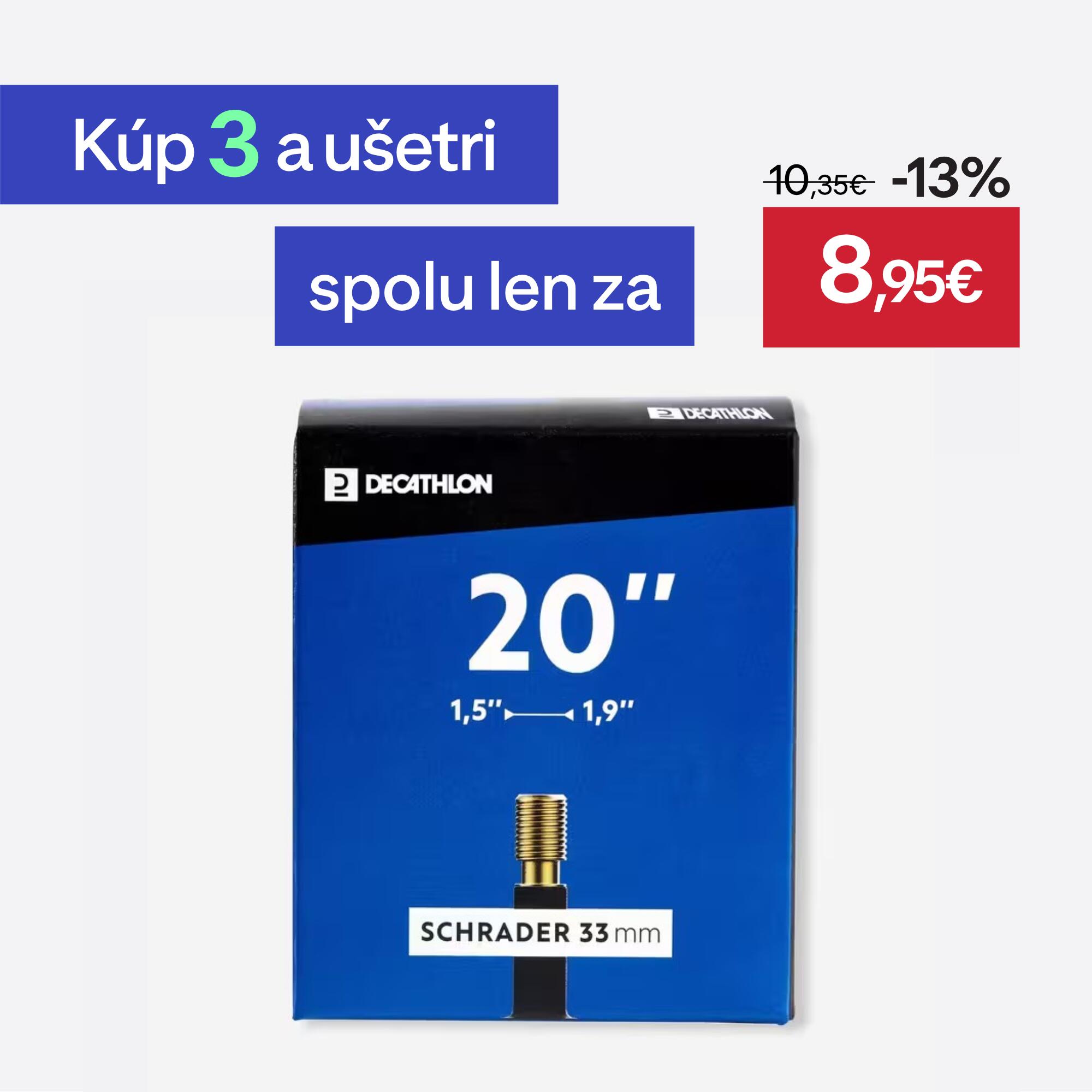 DECATHLON 20'' duša s profilom od 1,5 do 1,9 s ventilom Schrader bez veľkosti