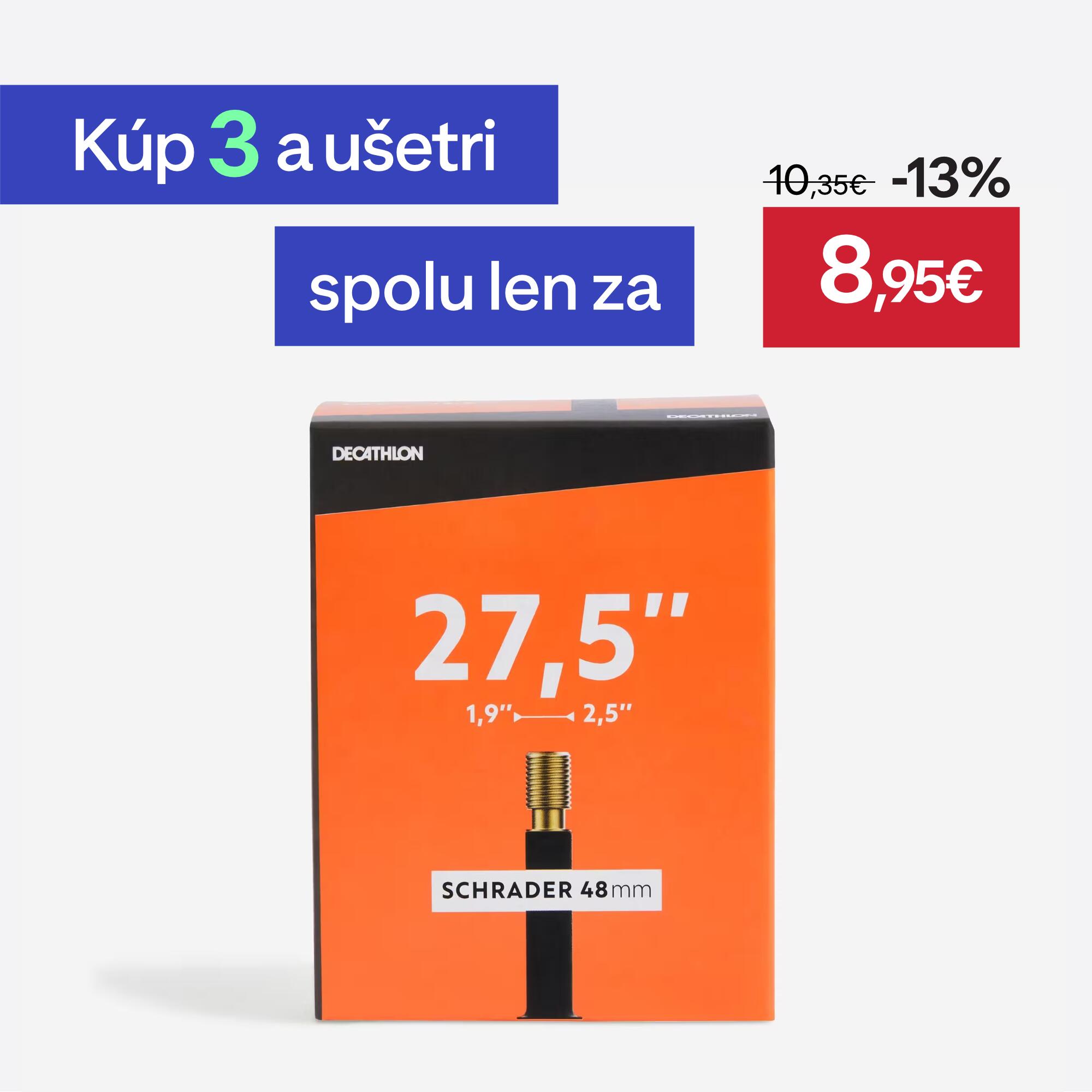 DECATHLON Duša 27,5 × 1,9/2,5 ventil SCHRADER 48 mm UNI