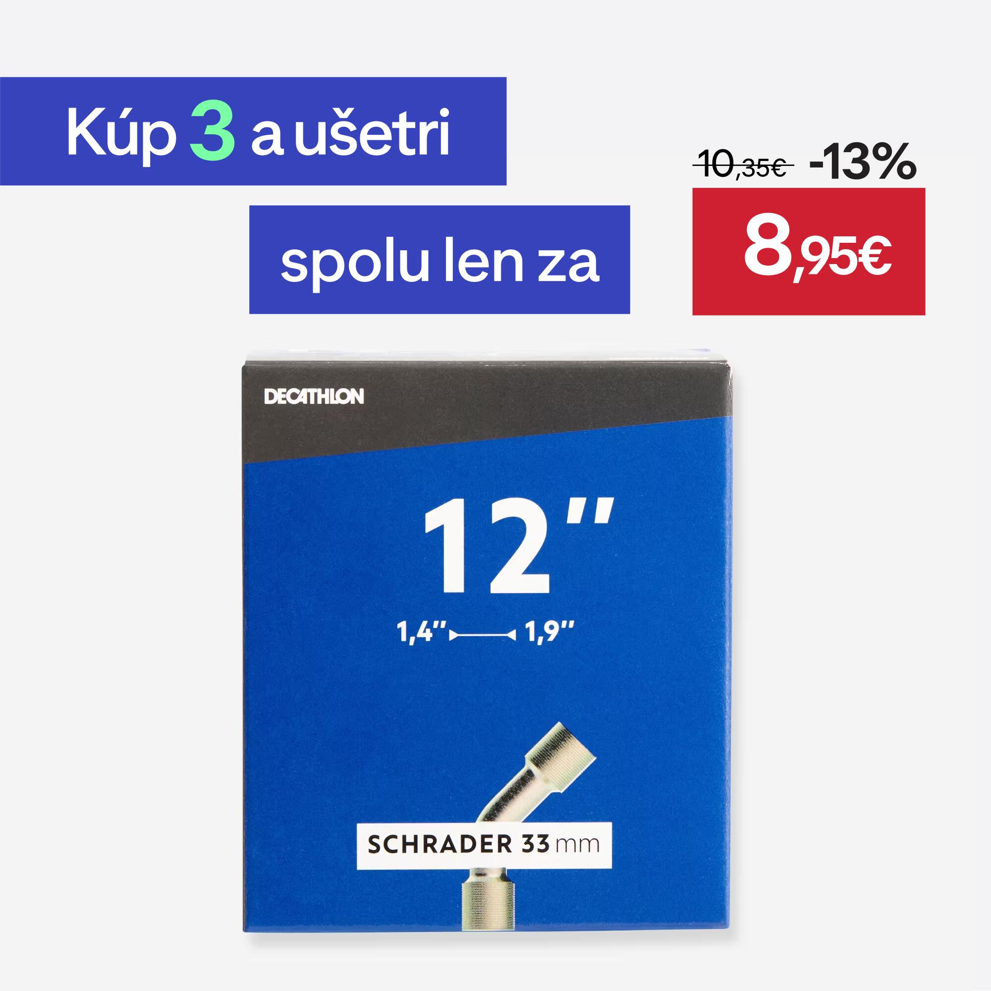 DECATHLON Duša 12'' s profilom od 1,4 do 1,9 zahnutý ventil Schrader