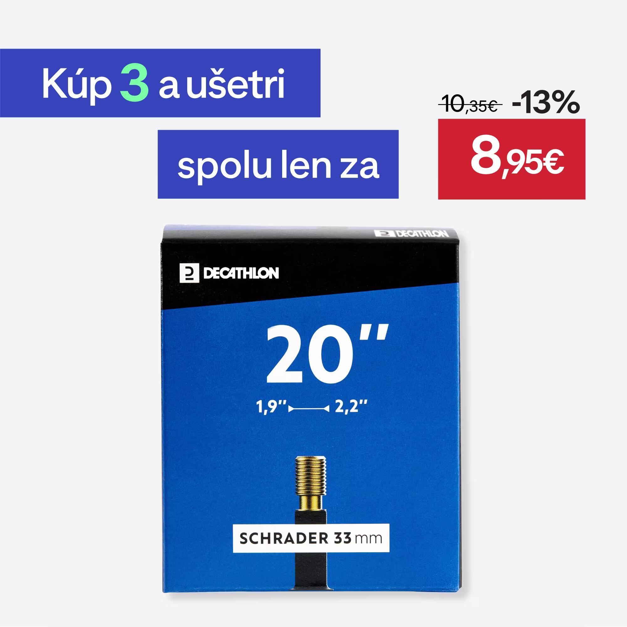 DECATHLON 20'' duša s profilom od 1,90 do 2,20 s ventilom Schrader