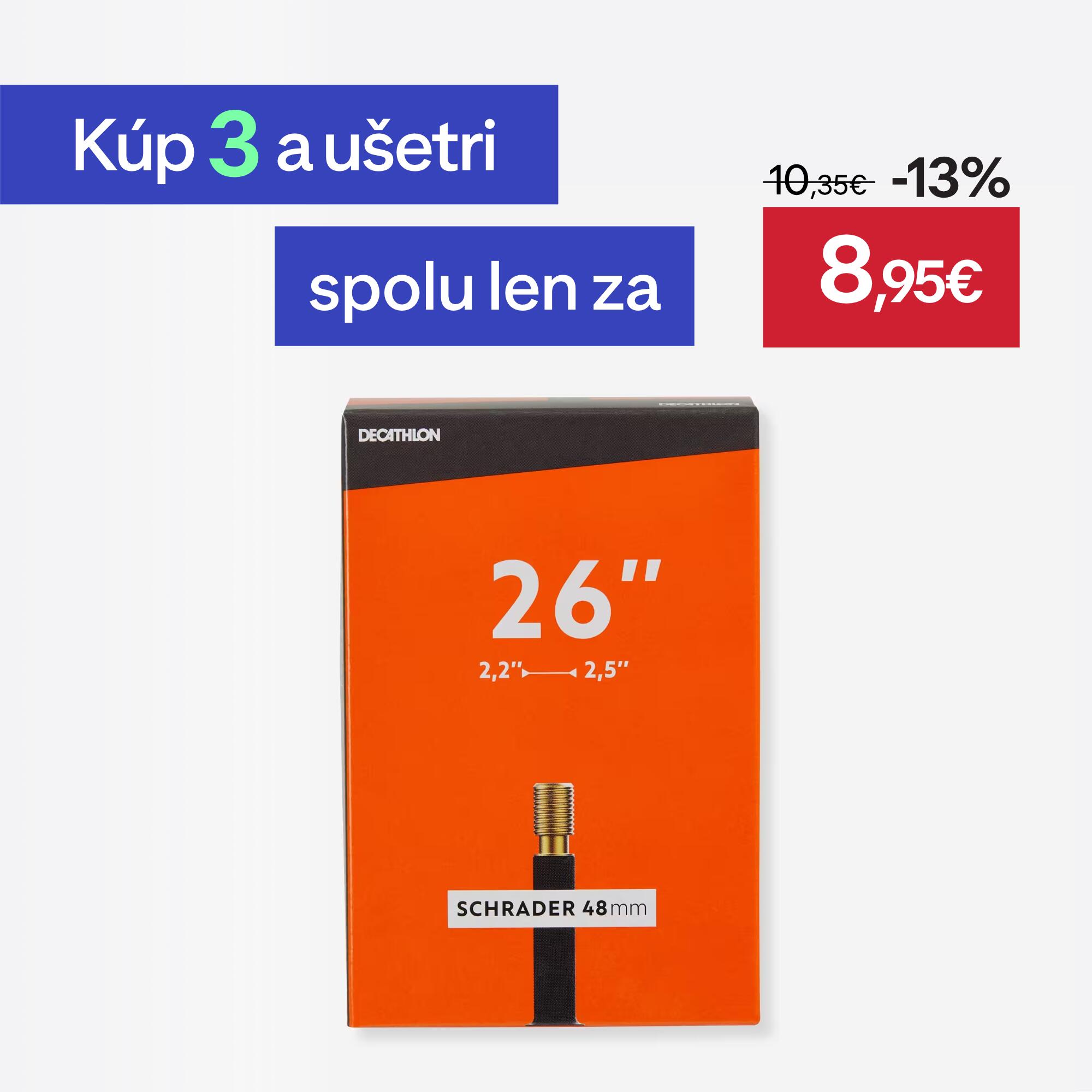DECATHLON Duša 26 × 2.2/2.5 ventil Schrader 48 mm UNI