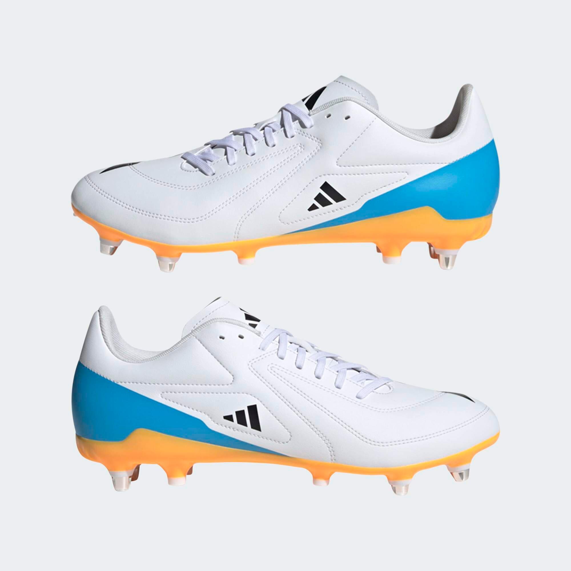 Scarpe rugby adulto ADIDAS RS15 SG ibride bianco-arancione-blu 2/9
