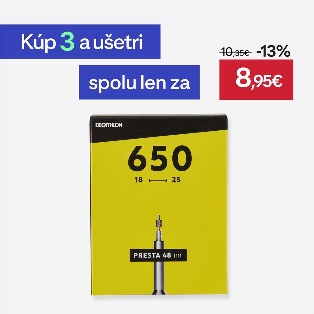 Duša 650 × 18/25 s ventilom Presta 48 mm