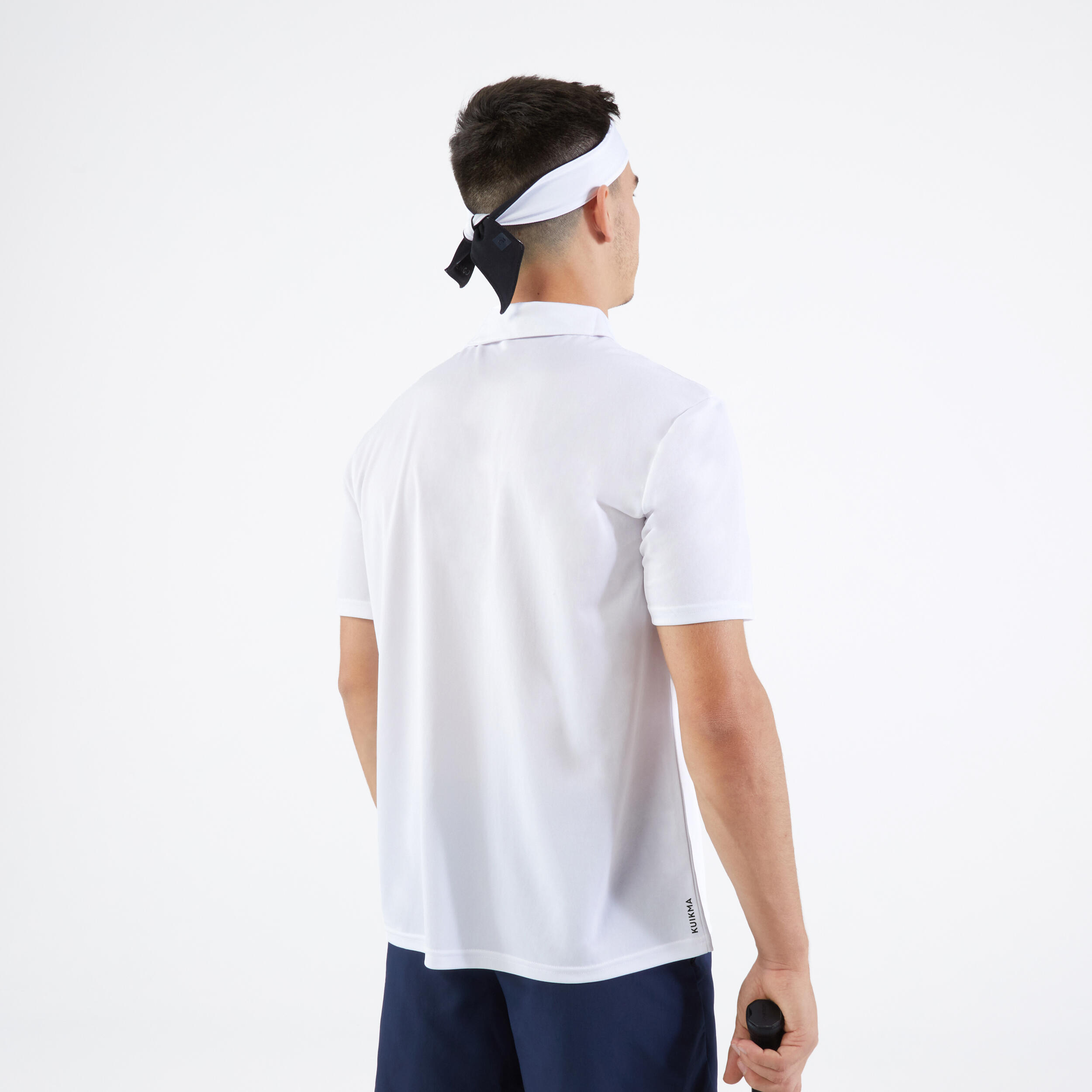 Men's Tennis Short-Sleeved Polo Shirt Essential - Dry 100 White - KUIKMA
