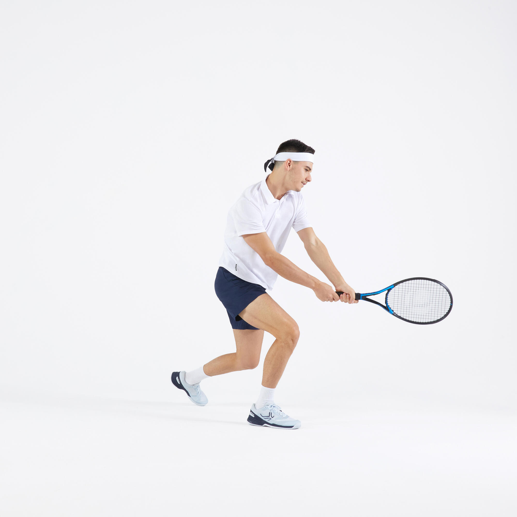 Men's Tennis Short-Sleeved Polo Shirt Essential - Dry 100 White - KUIKMA