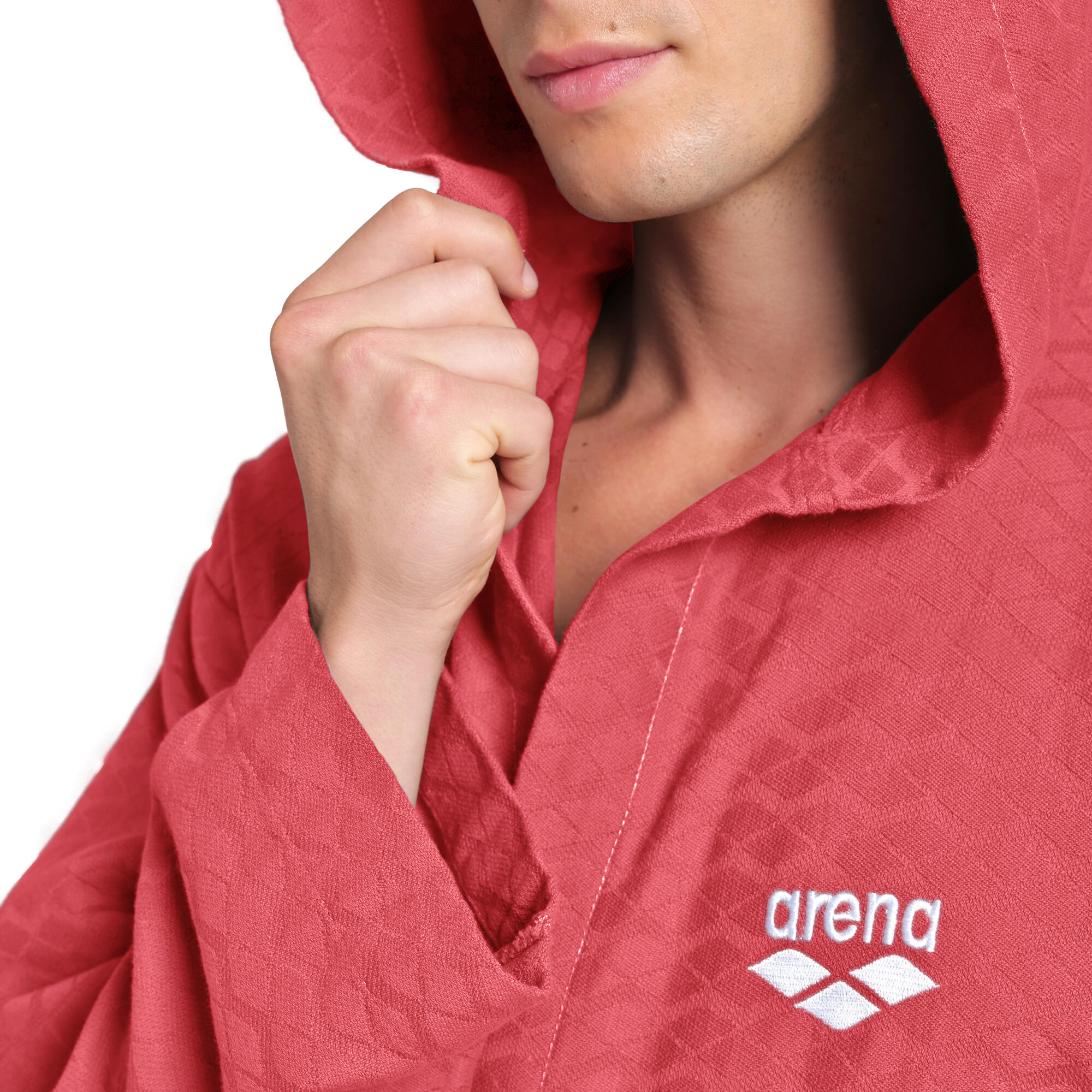 Accappatoio uomo donna in cotone a nido d’ape ARENA Losange rosso 3/4
