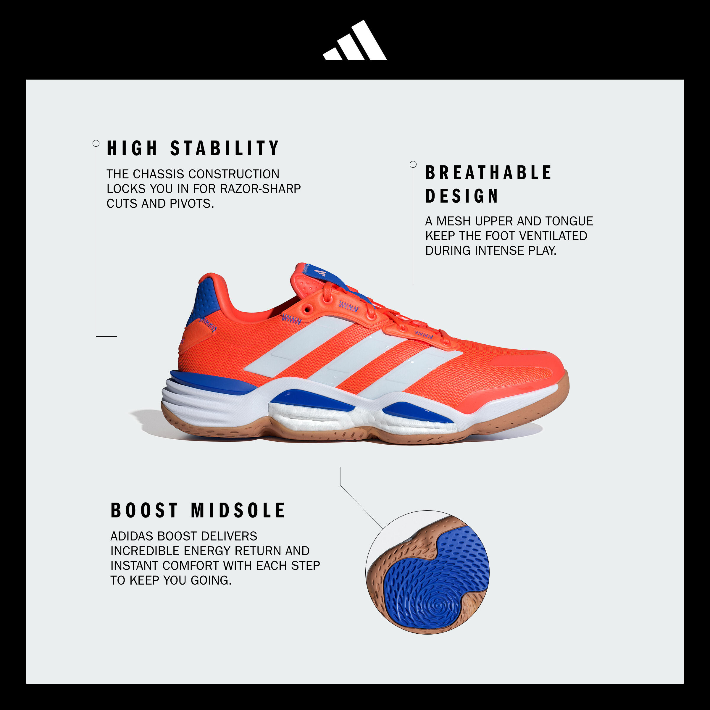 Adult Handball Shoes Stabil 16 - Orange/Blue | Decathlon
