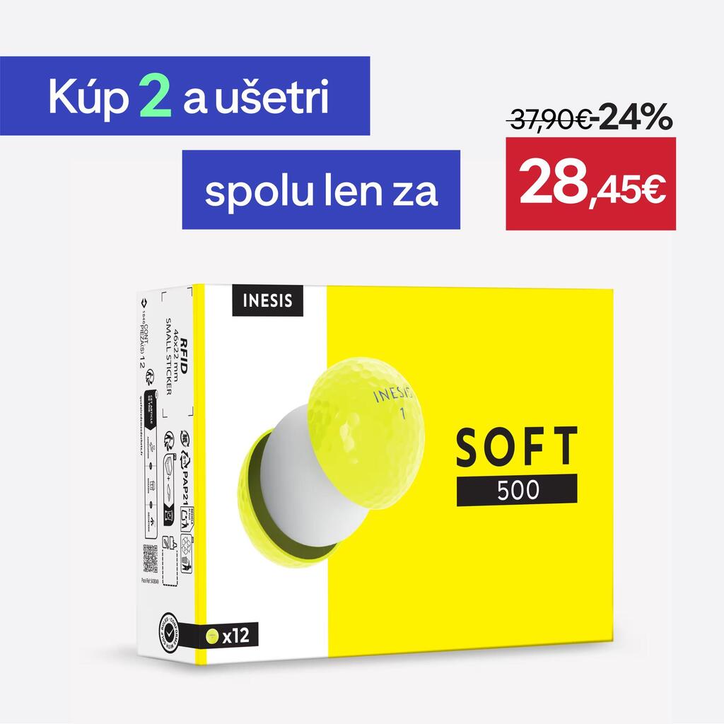 Golfové loptičky Soft 500 - 12 ks žlté