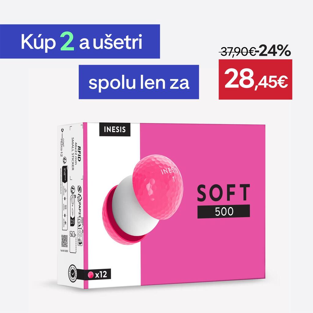 Golfové loptičky Soft 500 - 12 ks ružové