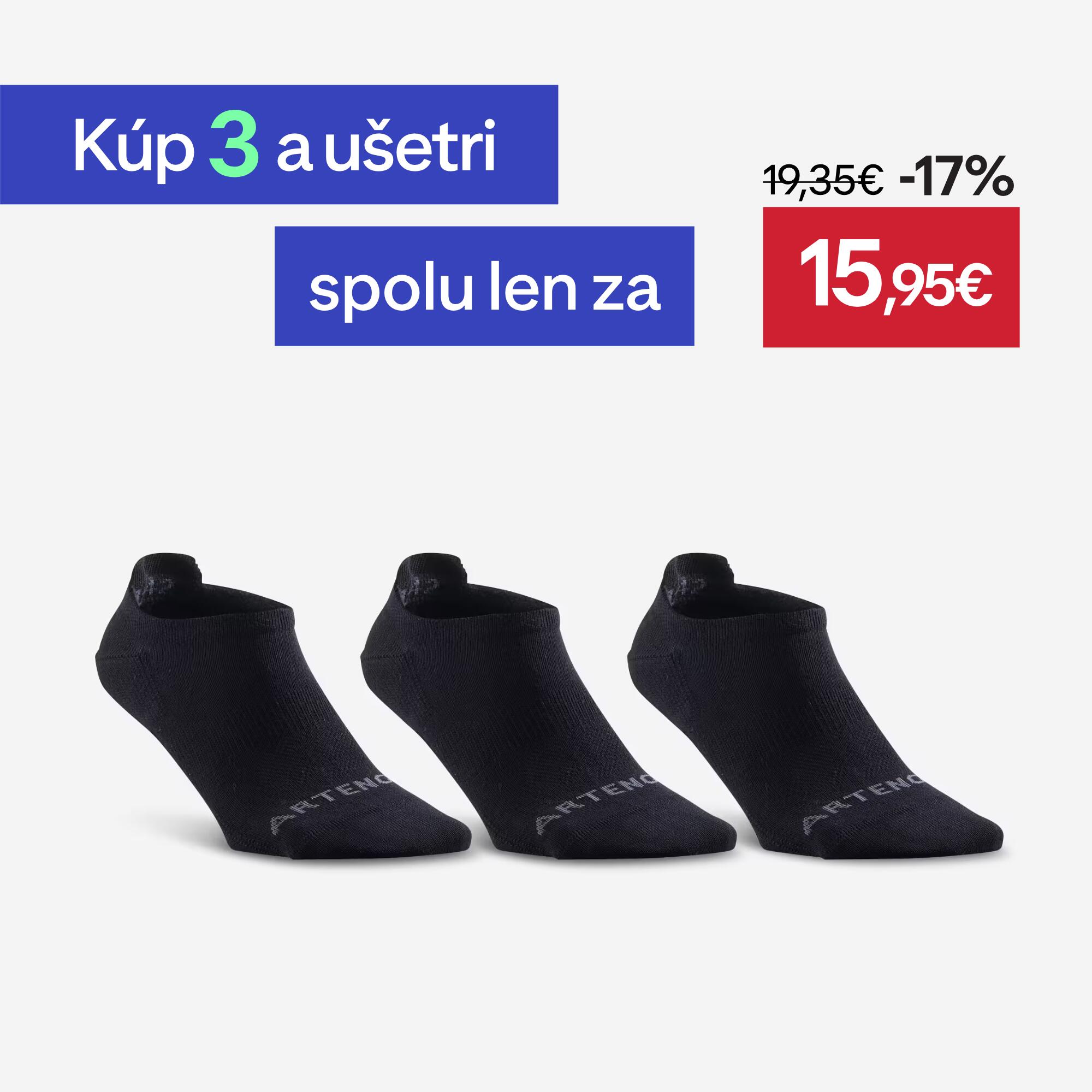 DECATHLON Športové ponožky RS 160 nízke čierne 3 páry 35-38