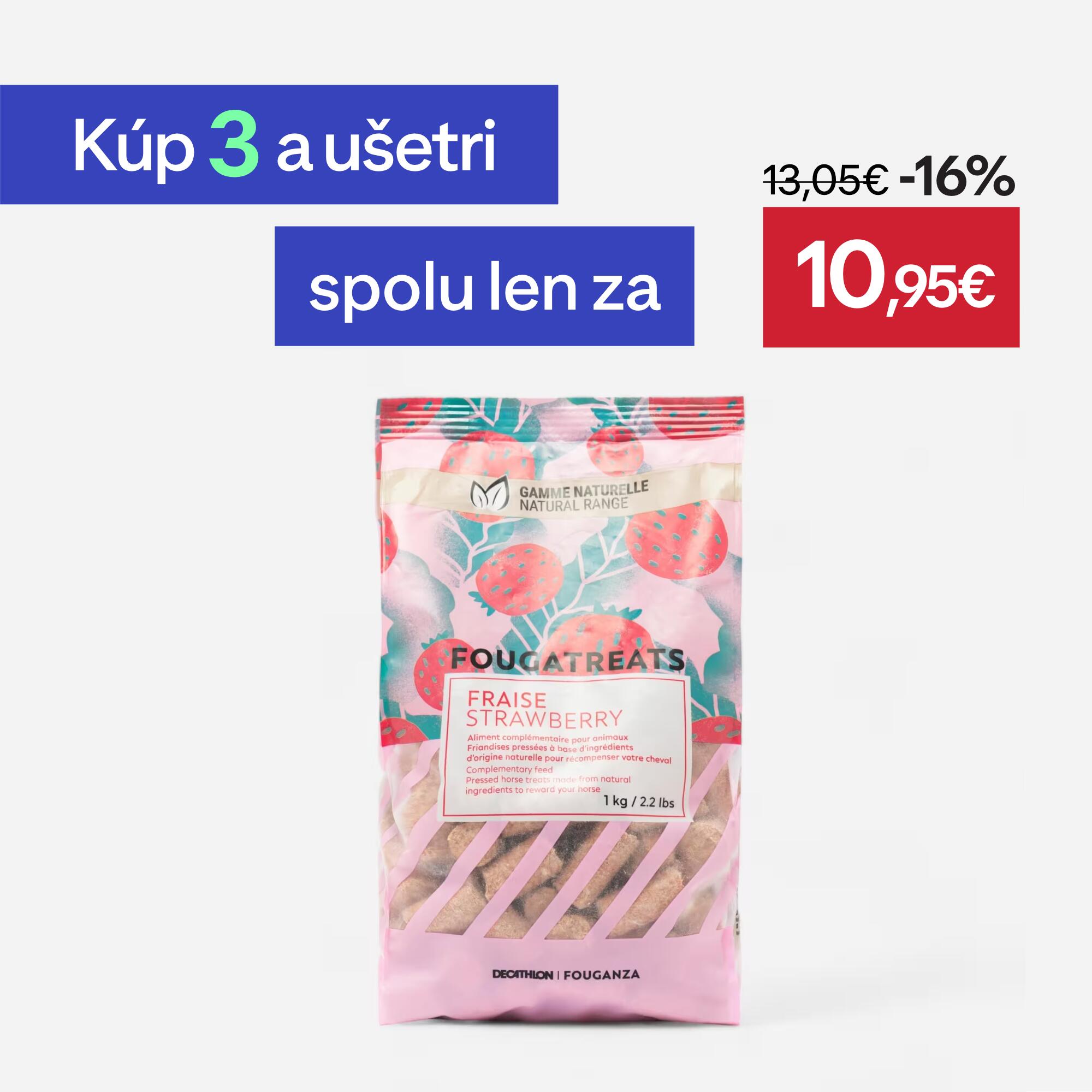 FOUGANZA Prírodné maškrty Fougatreats pre kone a poníky – jahoda 1 kg 1kg