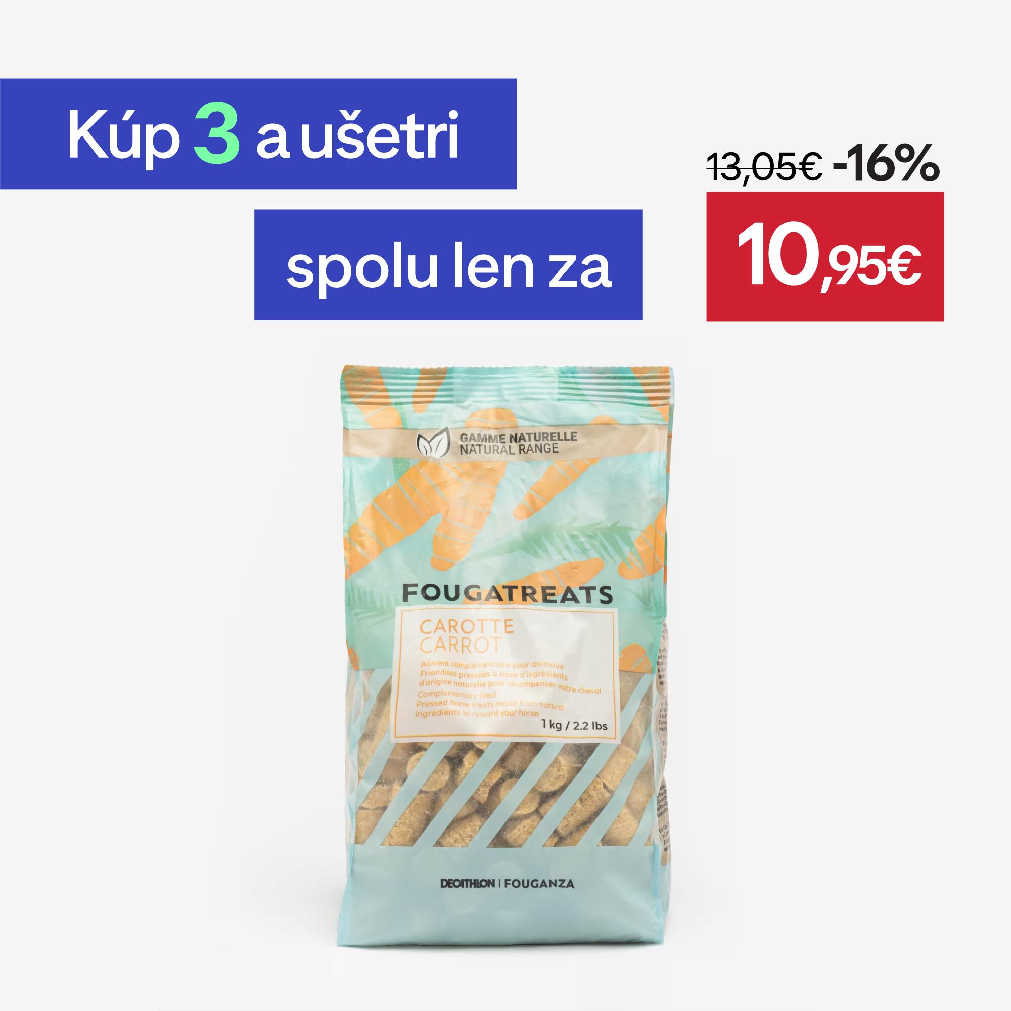 FOUGANZA Prírodné maškrty Fougatreats pre kone a poníky – mrkva 1 kg 1kg