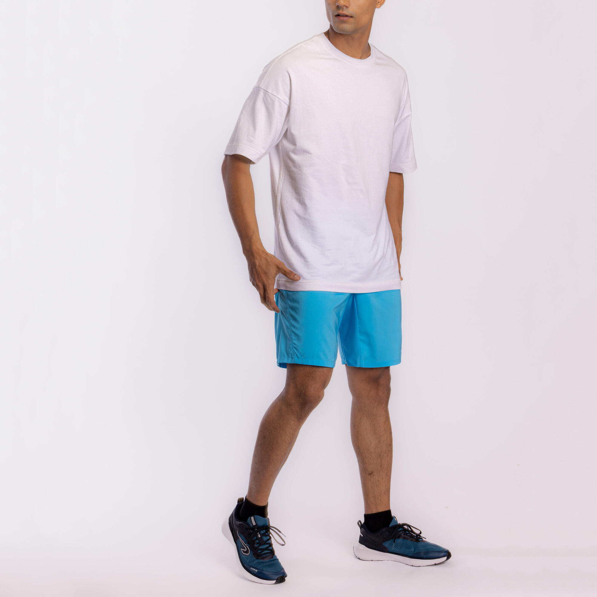 Men Gym Shorts Stretchable, Quick Dry with Zip Pockets - Blue