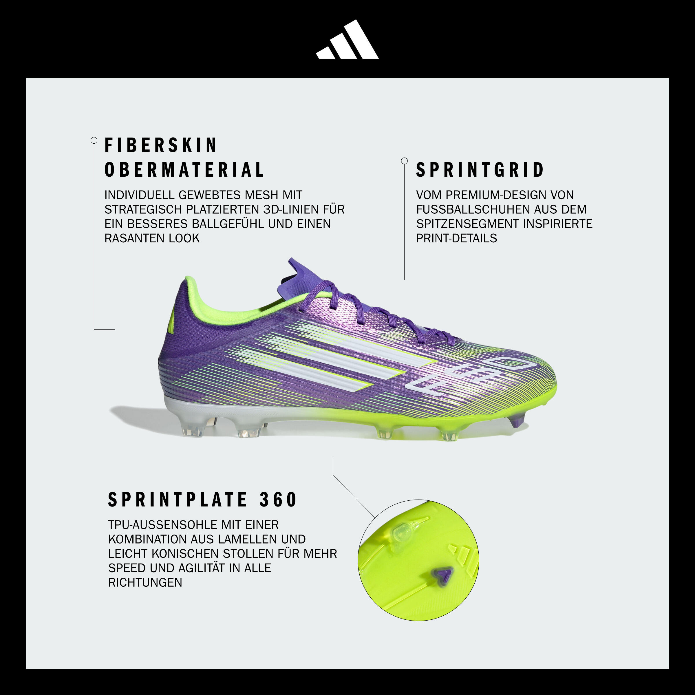 Gebraucht - Damen/Herren Fußball Nockenschuhe FG/MG - F50 League violett/gelb 3/11