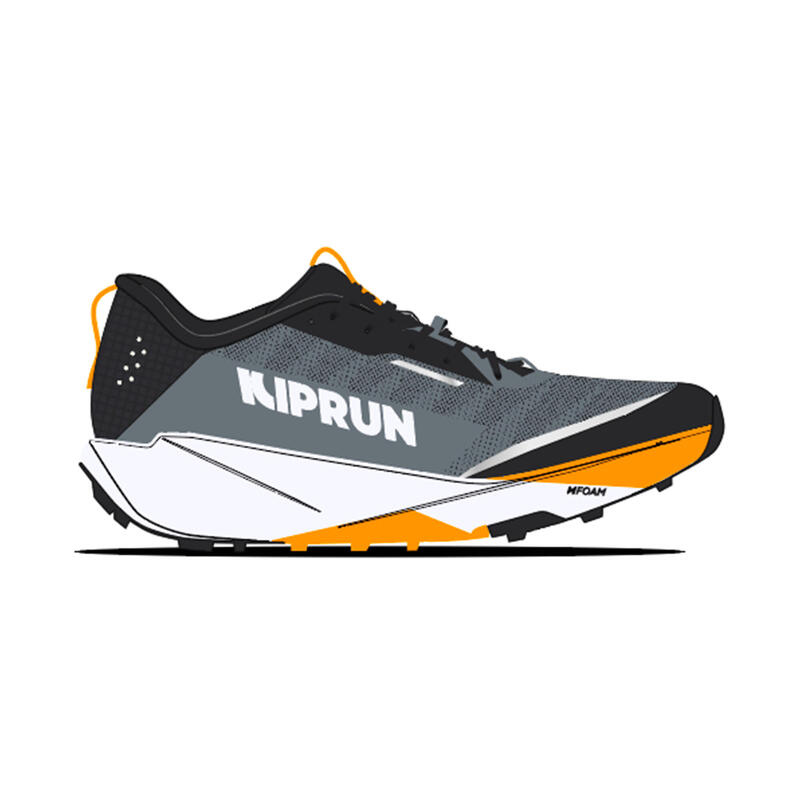 Încălțăminte de alergare trail, Kiprun Kipsummit, gri portocaliu Bărbați