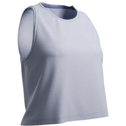 Débardeur court de Running respirant Femme - KIPRUN Run 500 Dry blanc