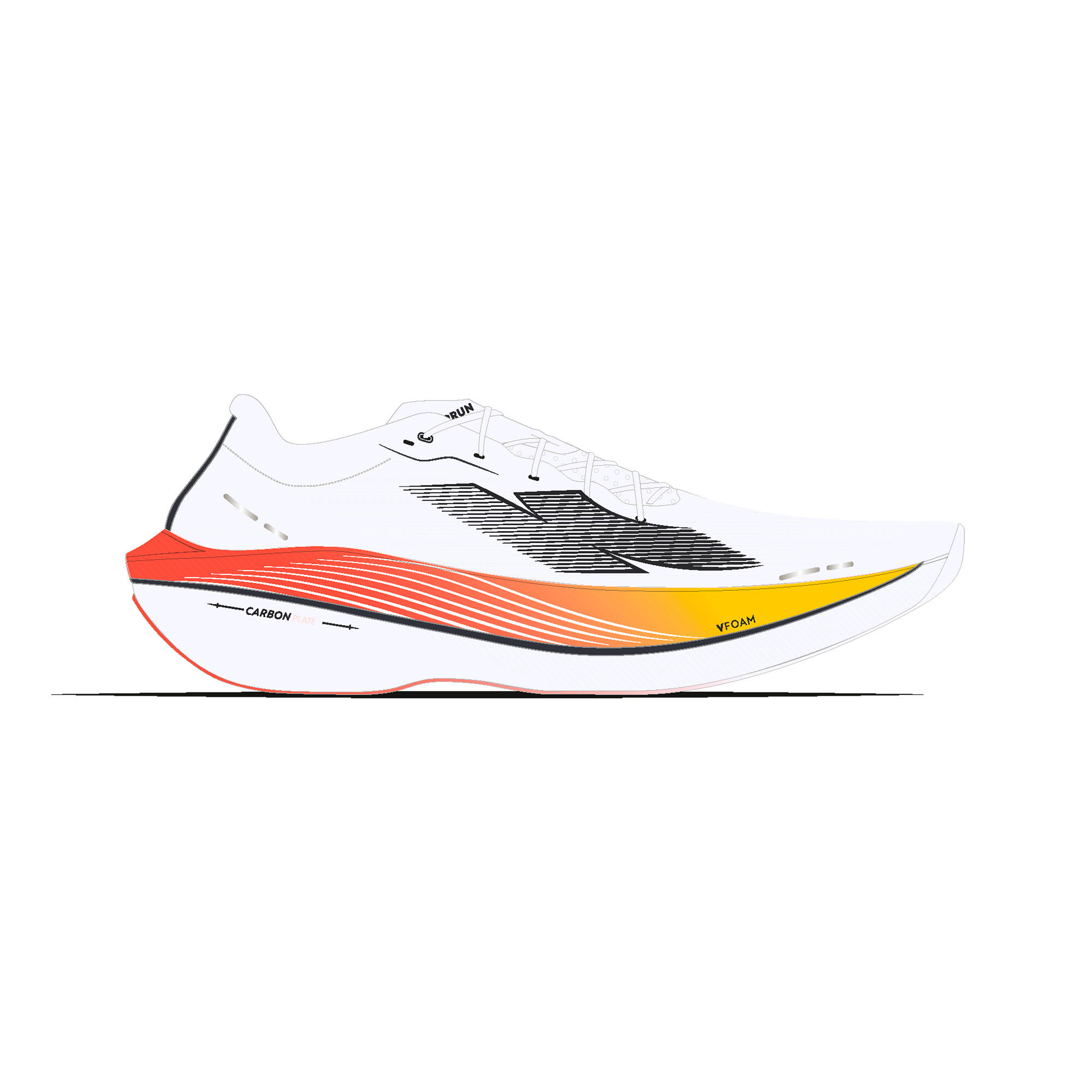 Chaussures de running carbone homme, Kiprun Kipstorm Challenger blanc et orange 18/18