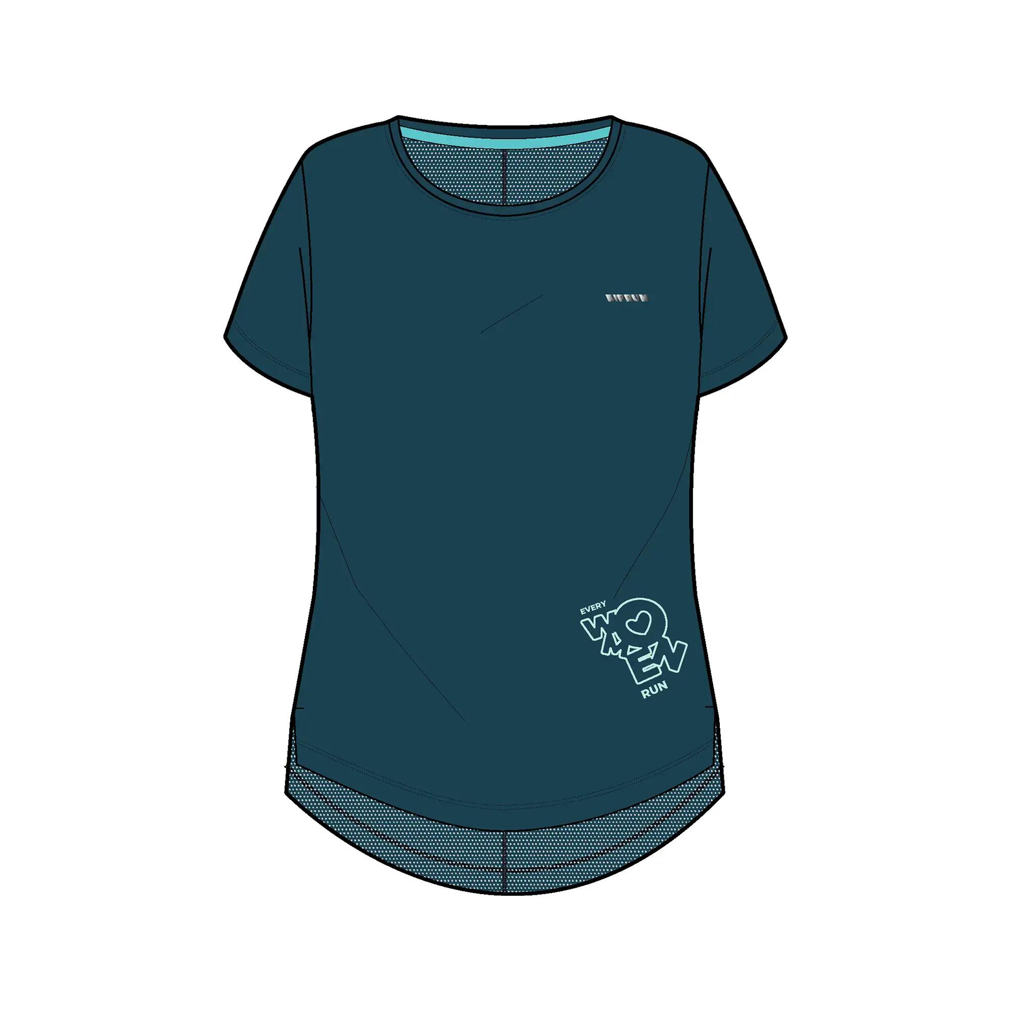 Samarreta running transpirable Dona - KIPRUN Run 500 Dry blau intens 11/11