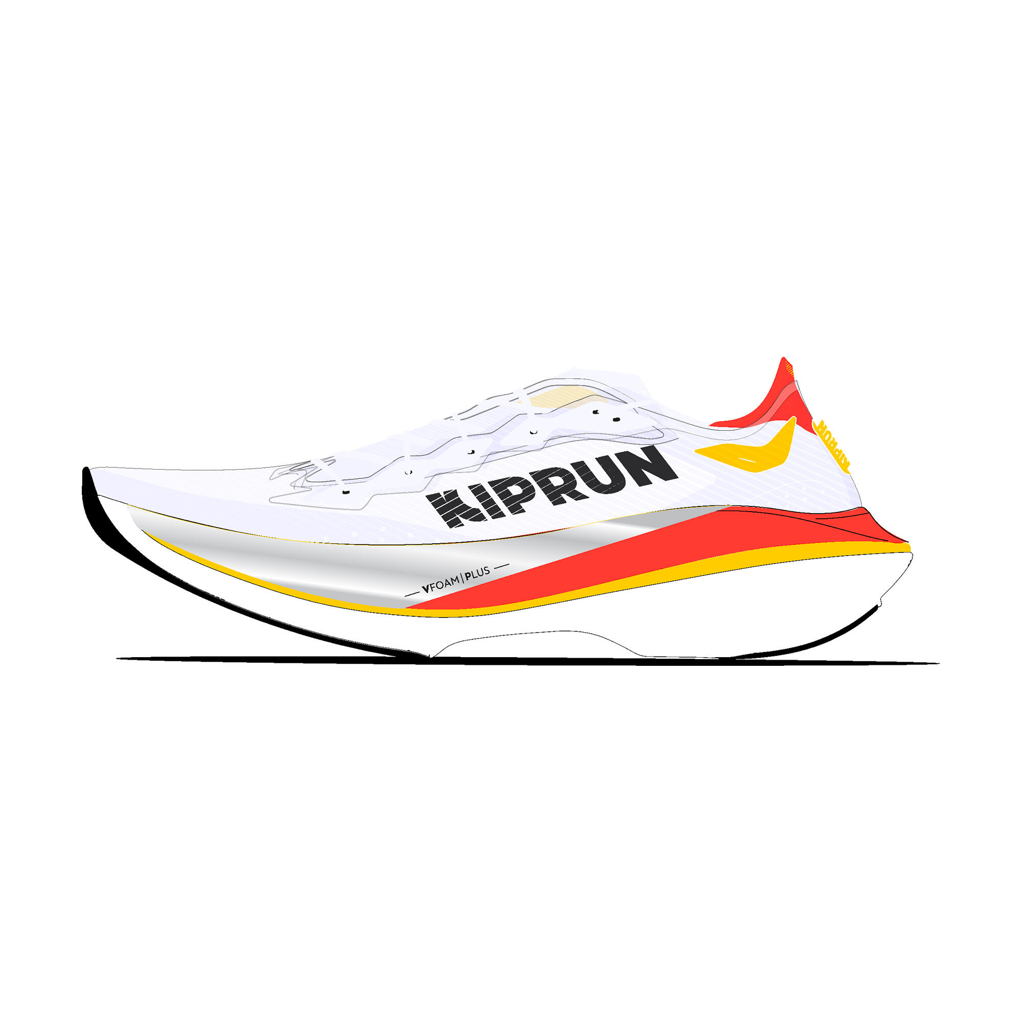 Laufschuhe mit Carbonplatte Herren, Kiprun KD900 X LD 2 Weiss/Orange 9/9