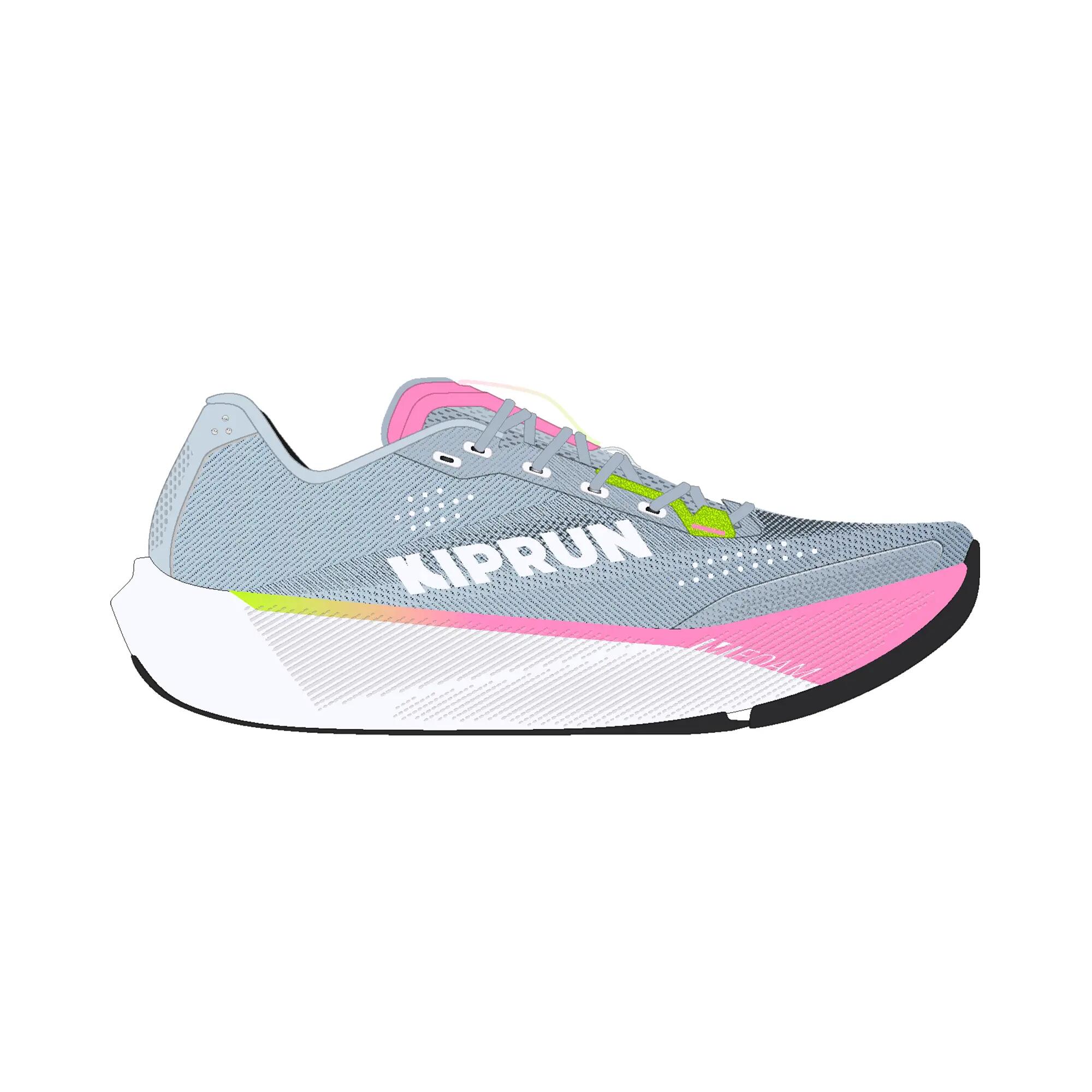 Chaussures running route femme, Kiprun Kipride bleu rose 9/10